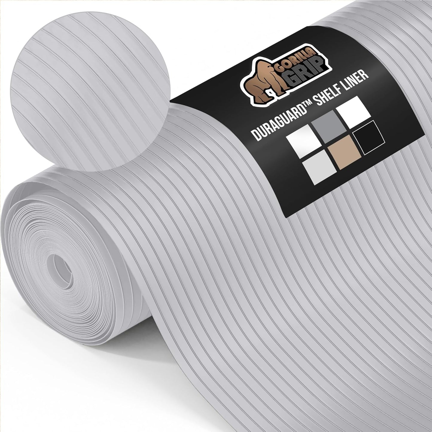 GORILLA GRIP DuraGuard Shelf Liner, 20x30 Non-Adhesive Cabinet Liners for Kitchen Drawers, Shelves, Refrigerator, Pantry Storage, Bathroom Closet, Durable Waterproof BPA Free Ribbed Plastic, Lt Gray