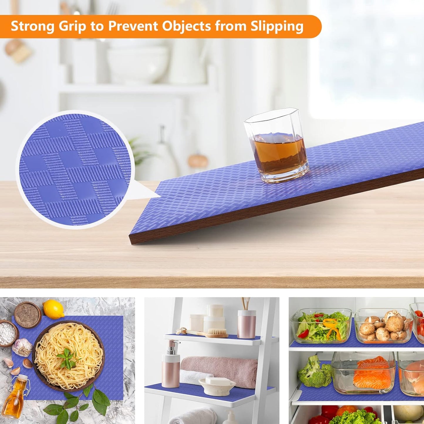 Shelf Liners for Kitchen Cabinets Refrigerator Liners Waterproof Plastic Kitchen Cupboard Liner Non Adhesive Drawer Mats EVA Material Fridge Liner for Shelves - Blue 11.8 x 59 Inches