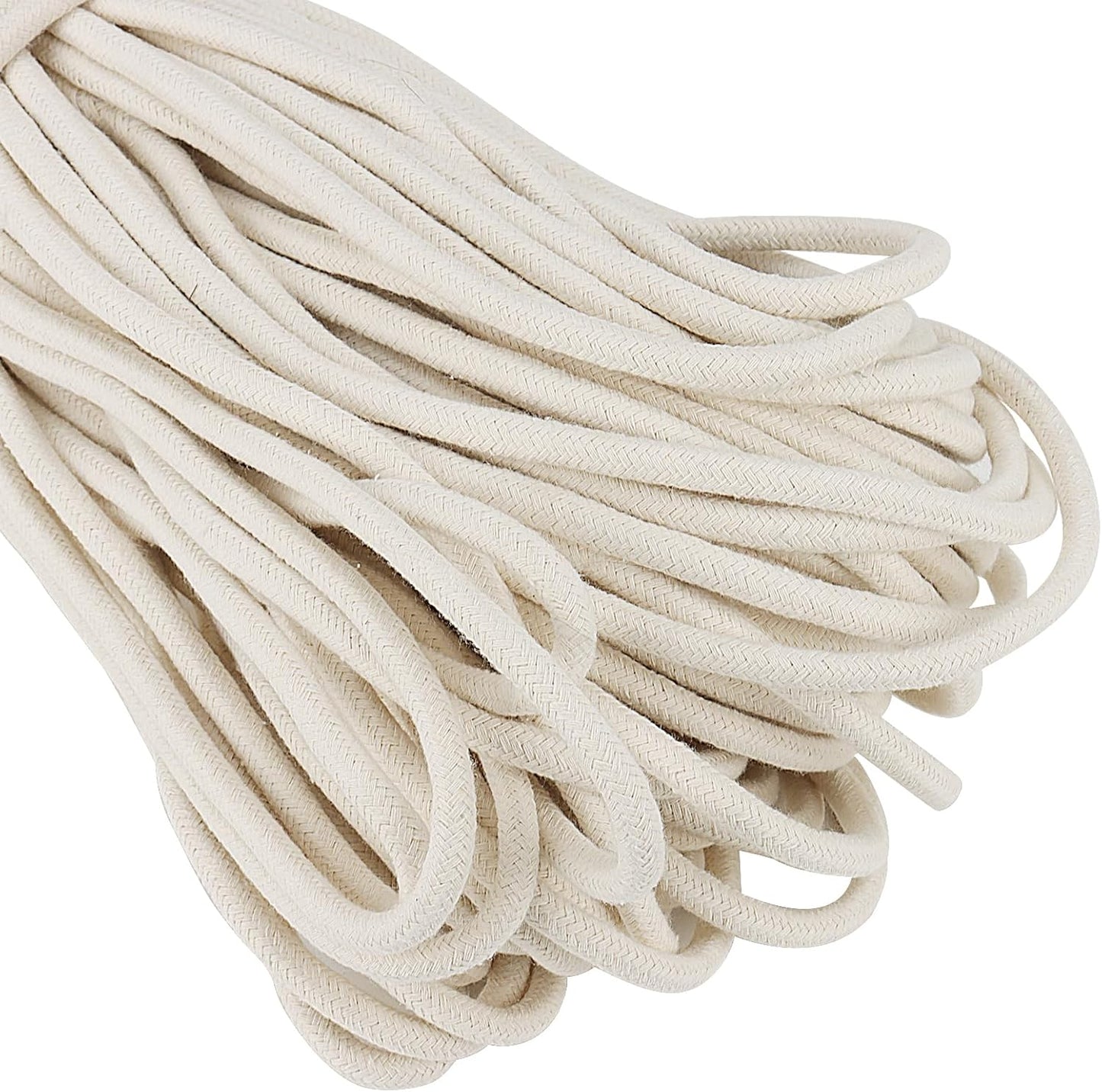 SOUJAP 328 Feet 5/16 Inch Cotton Rope, White Cotton Sash Cord, 8mm Thick Cotton Clothesline Rope for DIY, Decoration, Tie Down