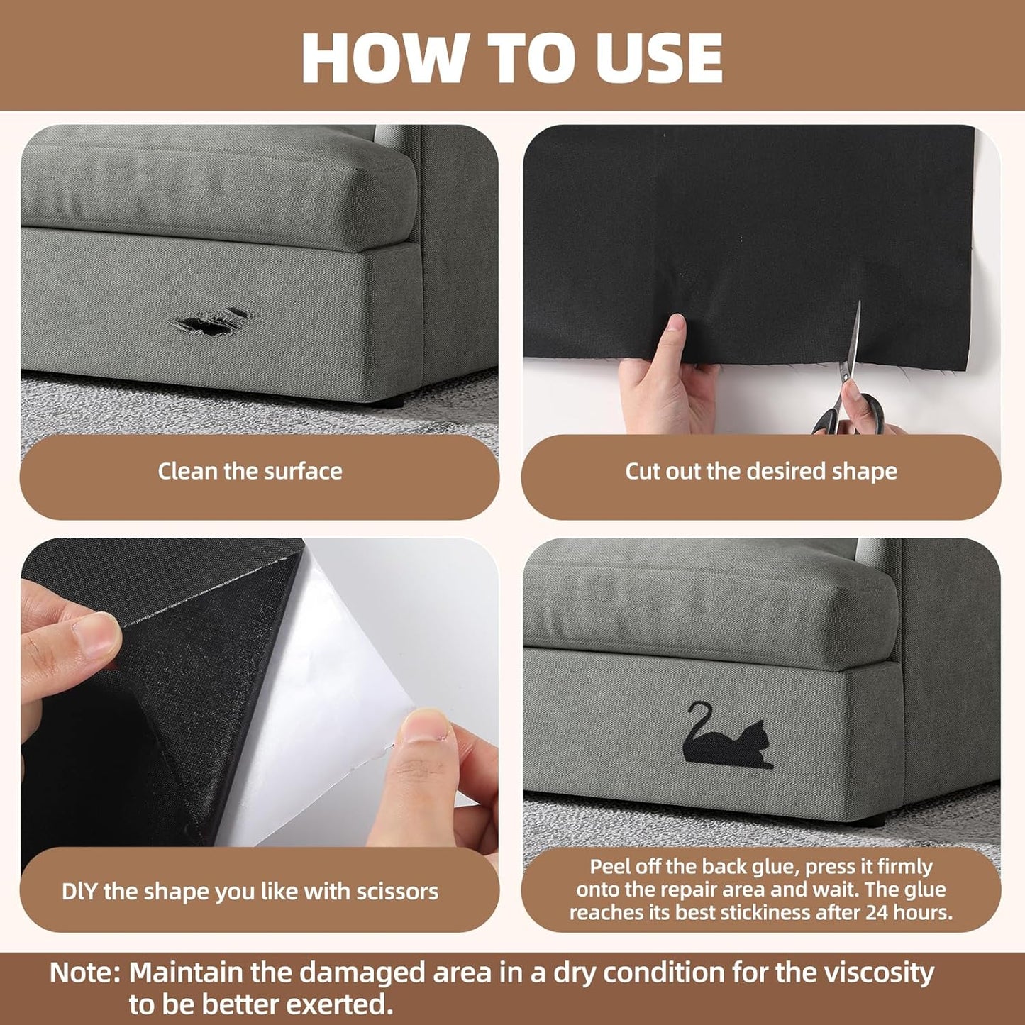 Fabric Repair Patch, 17X158 Inch Fabric Large Repair Tape, Self-Adhesive Patches for Furniture, Sofa, Car Interior, Shoes, Hand Bag, Clothing (Blue Grey, 17X158 Inch)