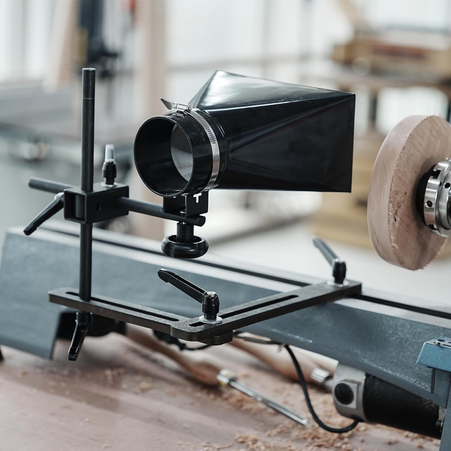 Woodturning Dust Hood Installed on Woodlathe for Effective Dust Extraction Collection, Wood lathe accessory.