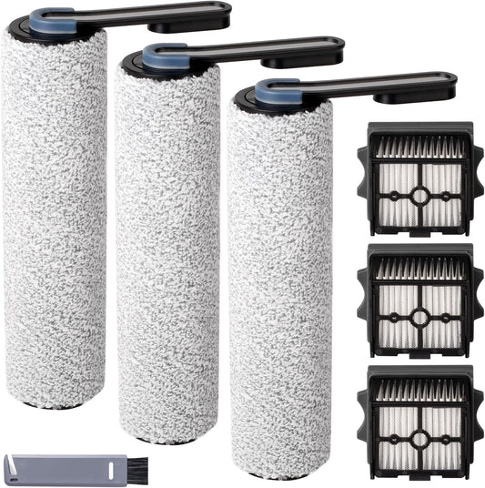 keluke Only S5Combo - Replacement Roller Brush and Filters Compatible with Tineco Floor One S5Combo Wet Dry Cordless Vacuum Cleaner(Not for Others S5 Series Models) 3 Brushes Roller,3 Filters
