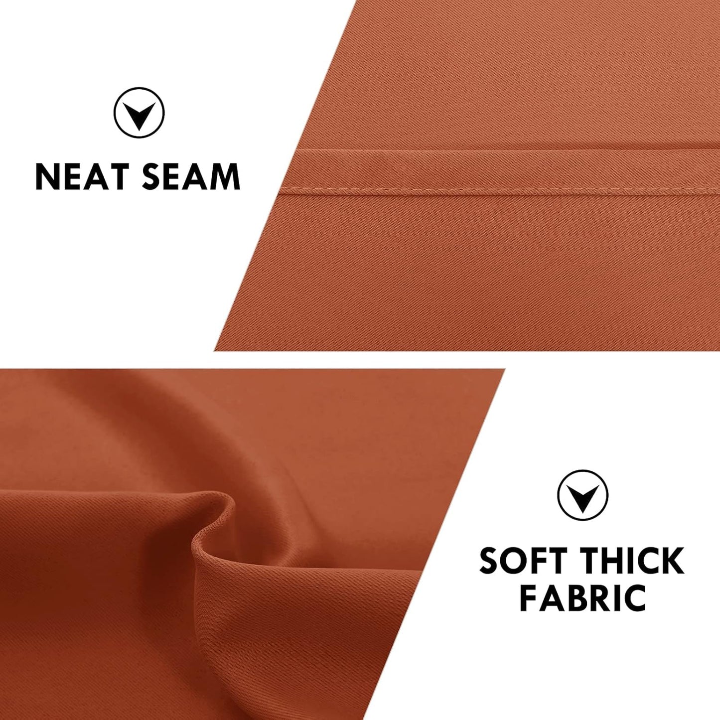 DWCN Blackout Curtains Thermal Insulated, Energy Saving & Noise Reducing Bedroom and Living Room Curtains, Burnt Ochre, W 42x L 45 Inch, Set of 2 Rod Pocket Curtain Panels