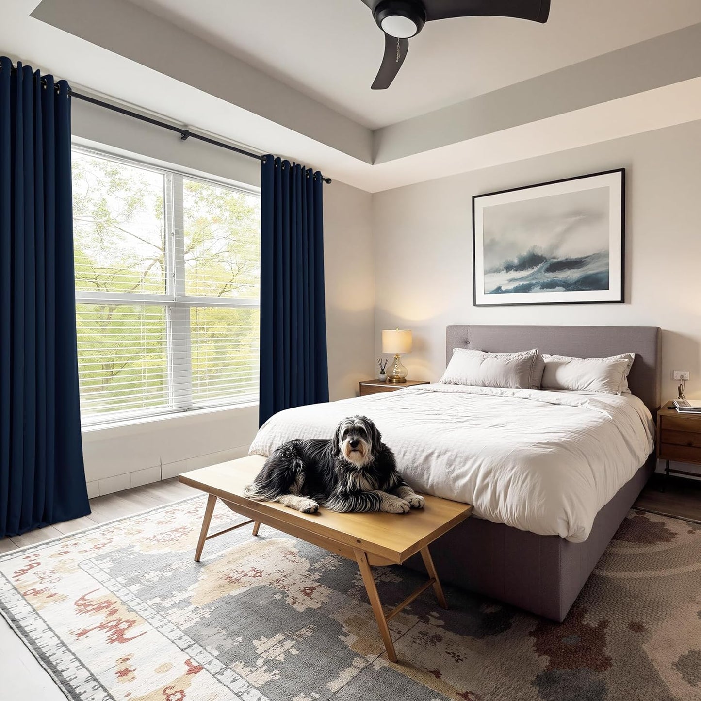 PONY DANCE Door Curtains for Doorways Privacy - Home Decoration Window Covering for Closet/Hallway Light Block Noise Reducing for Living Room 42 x 80 inch, Navy Blue, 2 PCs