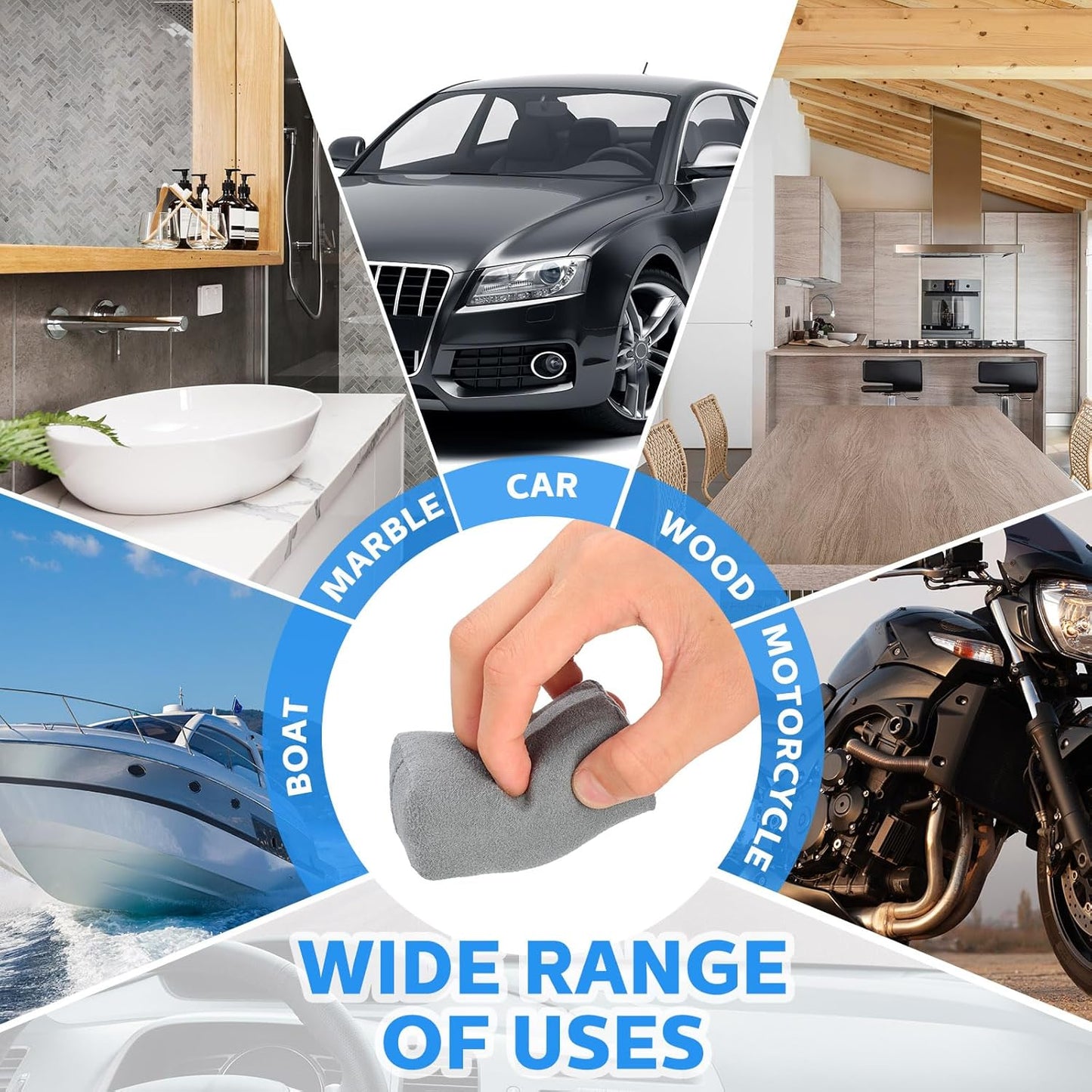 Riakrum 12 Pack Microfiber Applicator Pads Suede Car Detailing Sponge Ceramic Coating Applicator Pads Coating Sponge for Cars Graphene Metal Plastic Trim Ceramic Spray Applying Wax