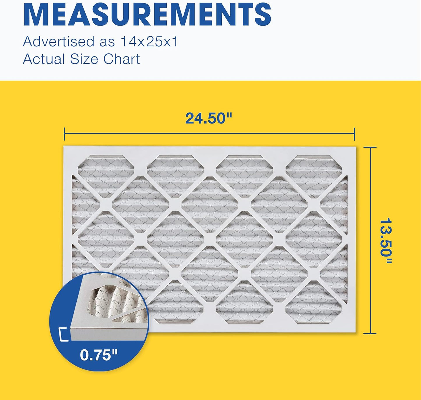 Aerostar 14x25x1 MERV 11-6 Count - Pleated Furnace & Air Conditioner Filters - Removes Dust, Cold & Flu Germs, Lint, Mold, Pet Dander, Allergy-Causing Pollen, Smog & Smoke