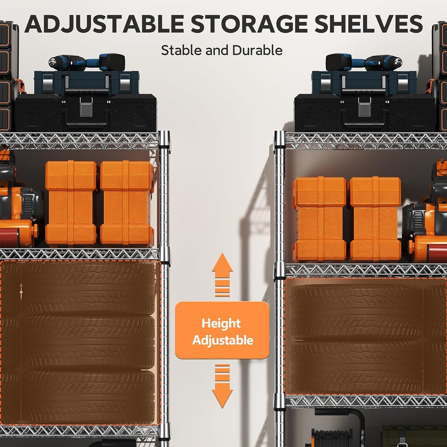 MZG 1750 lbs 5 Tier Storage Rack Metal Wire Shelving Unit, Storage Standing Household Shelf Organizer for Kitchen Pantry Closet Garage Basement Utility Room, Chrome 15.8" D x 45.3" W x 70.4" H