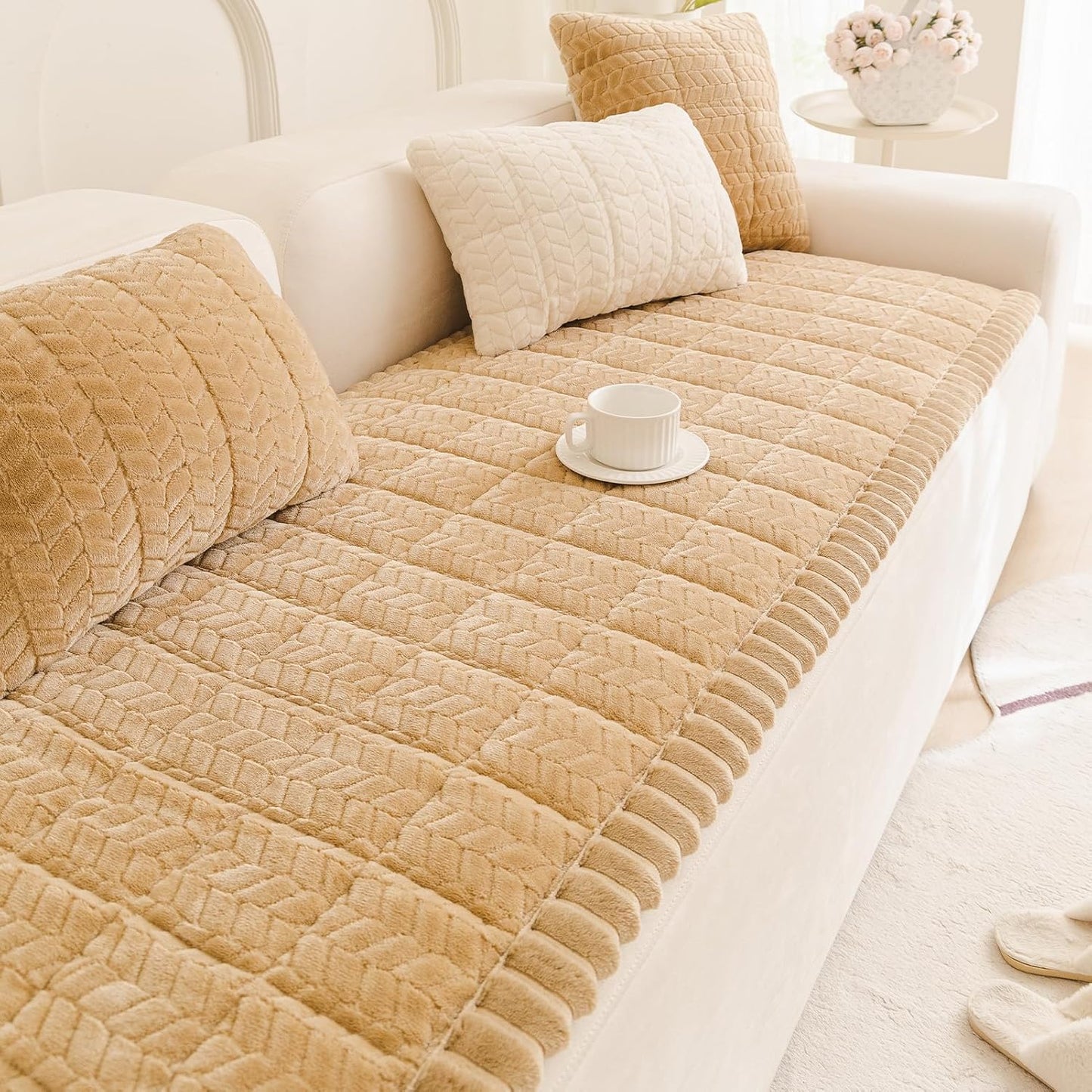 Mivnue Pet Couch Cover Protector Sofa Covers for Pets Washable Non Slip Couches and Sofas Dog Mat (Coffee, 27.6" x 59.1")