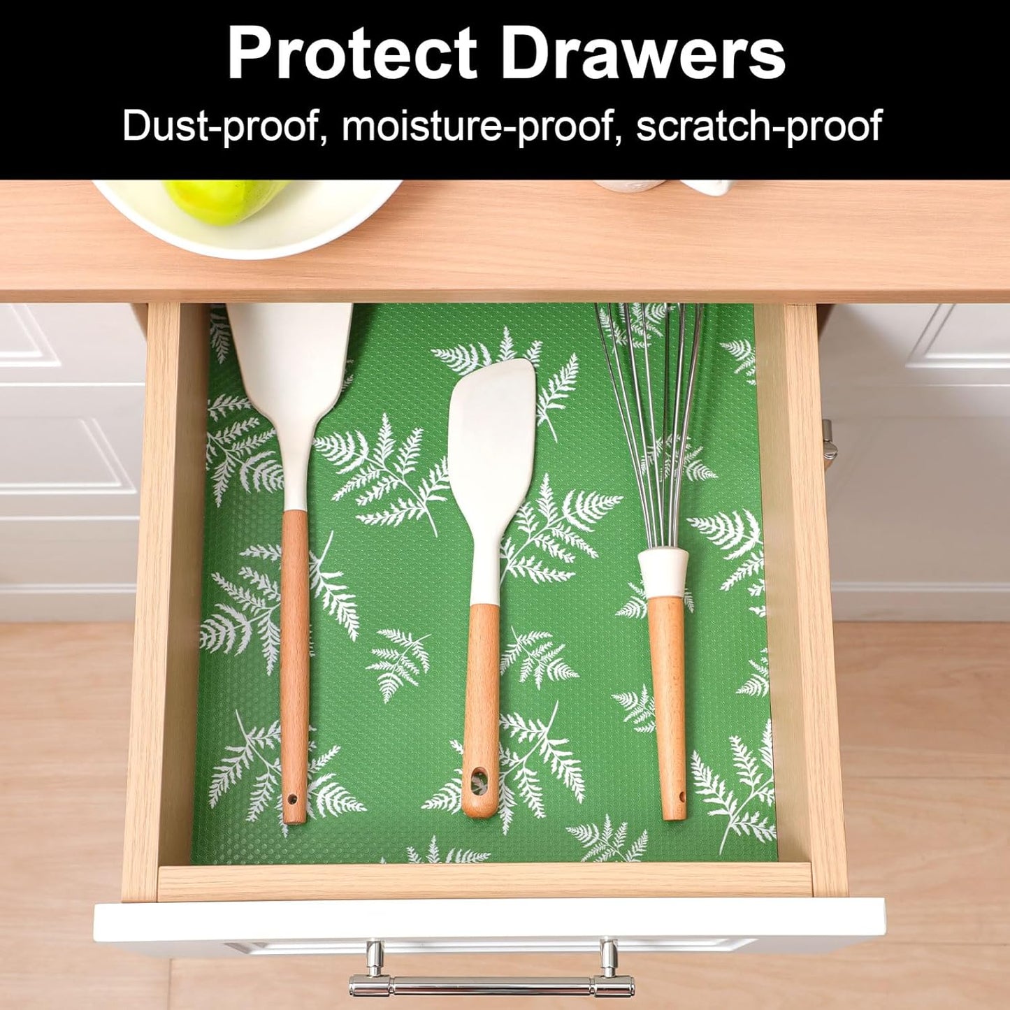 Cooyes Shelf Liner Drawer Liners, Shelf Liners for Kitchen Cabinets, Non-Adhesive Cabinet Liner, EVA Waterproof Non-Slip Refrigerator Liners for Kitchen Drawers