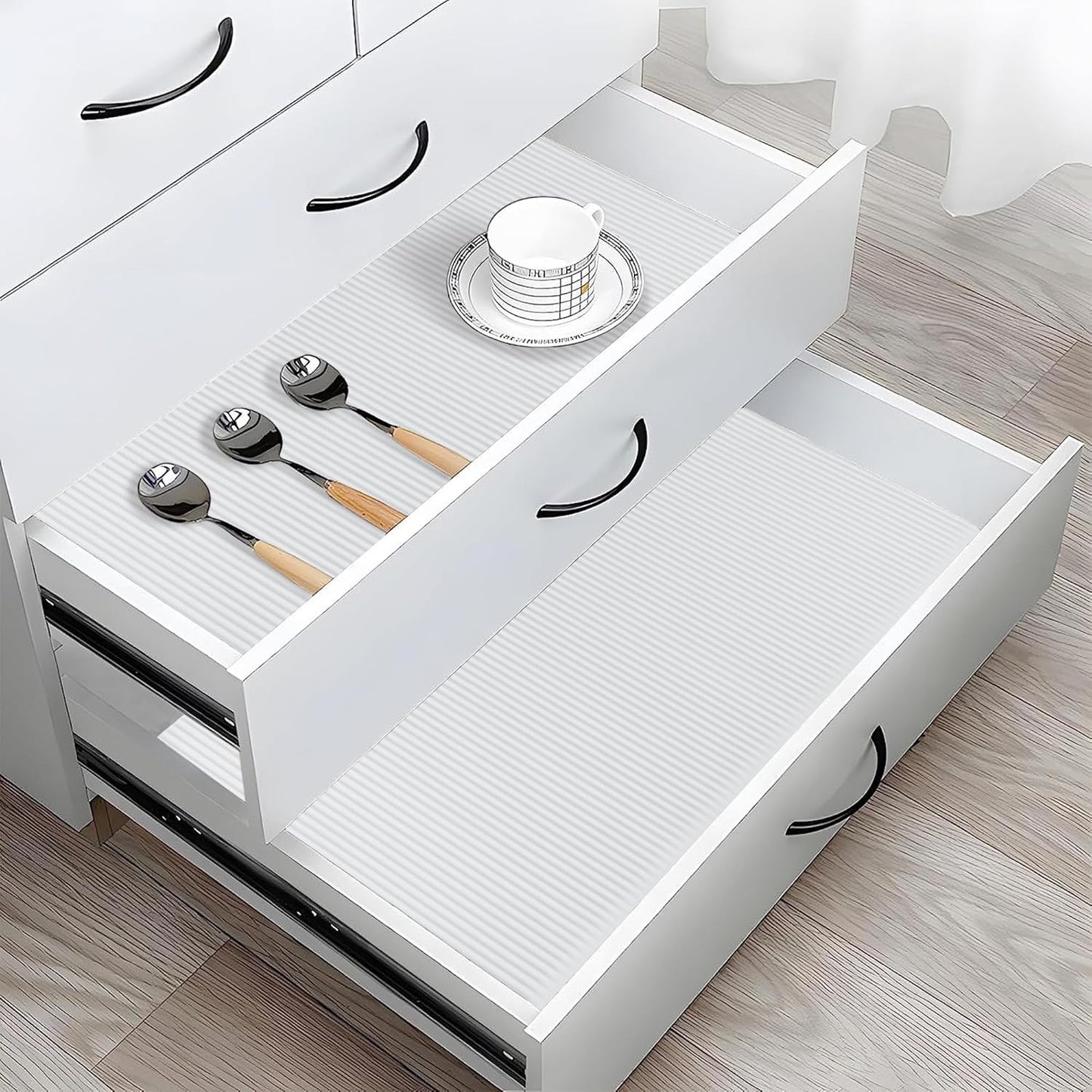 Non-Slip Silicone Refrigerator Liners for Shelves, Reusable Washable Fridge Shelf Drawer Liners, Cuttable Waterproof Oilproof Fridge Liner for Glass Shelve Kitchen Cabinet Drawer Mats (Clear, 4 Pack)