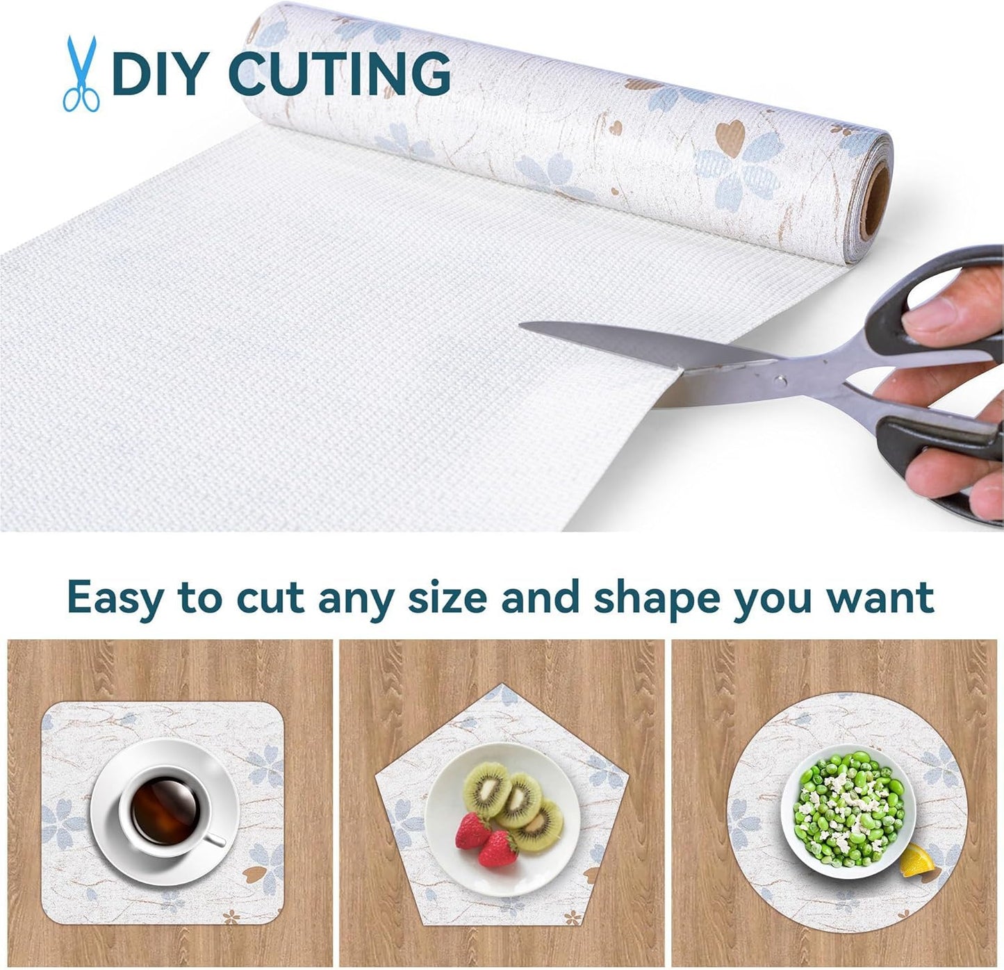 Cabinet Liners 5Rolls 18 x 96 Inch Wide Non Adhesive Kitchen Drawer Liner, Waterproof Shelf Liner Durable Anti-Slip for Kitchen Cabinets Shelf Liner Oil-Proof