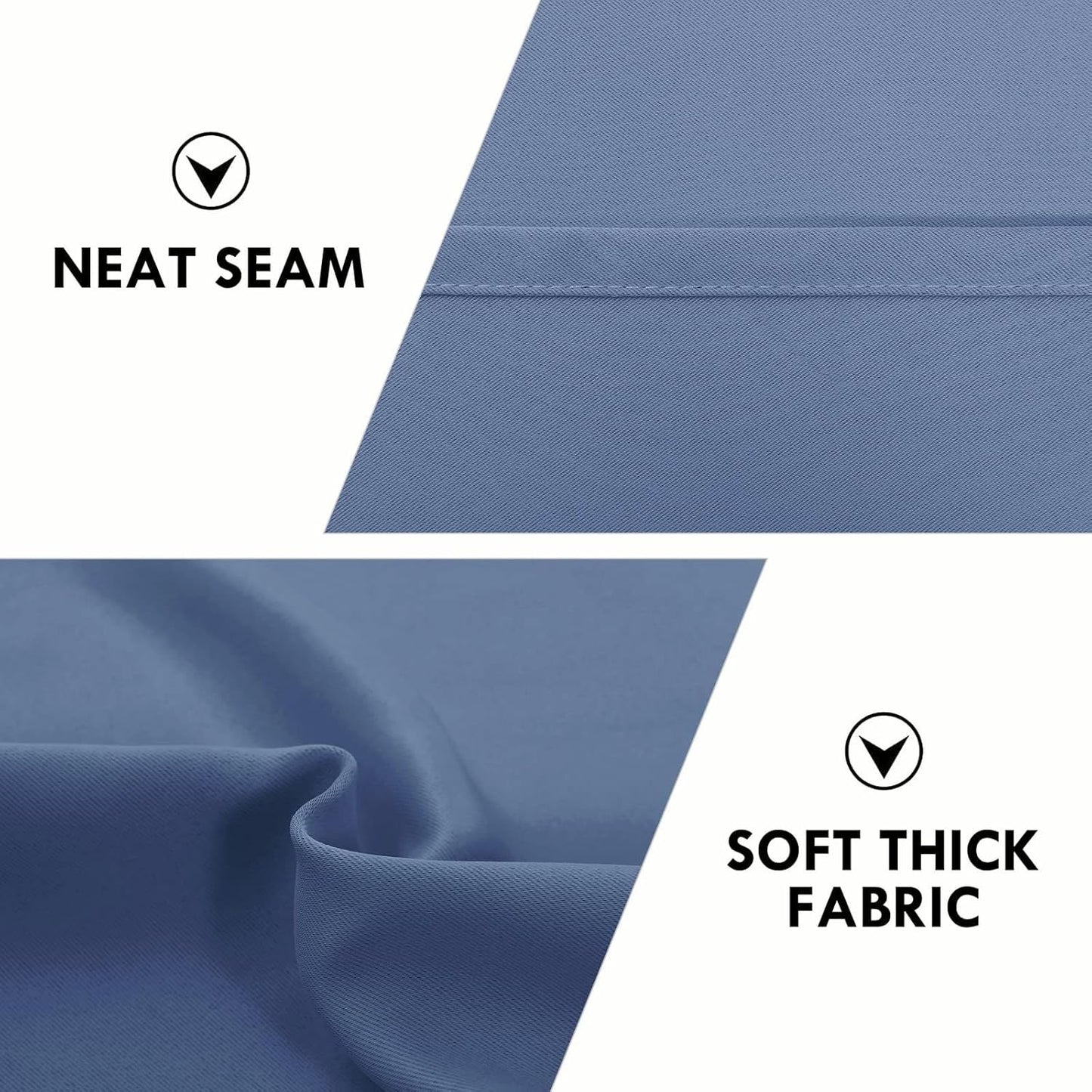 DWCN Blackout Curtains for Living Room Thermal Insulated, Energy Saving & Noise Reducing Bedroom Curtains, Dusty Blue, W 70x L 72 Inch, Set of 2 Rod Pocket Curtain Panels