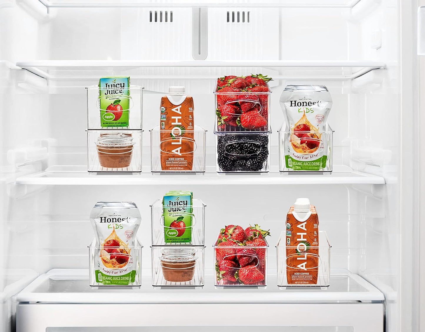 Sorbus Stackable Refrigerator Organizer Bins - Clear Storage Bins for Kitchen Pantry, Freezer & Fridge Organization - Food Organizing Plastic Containers with Handles for Countertops & Drawers (6 Pack)