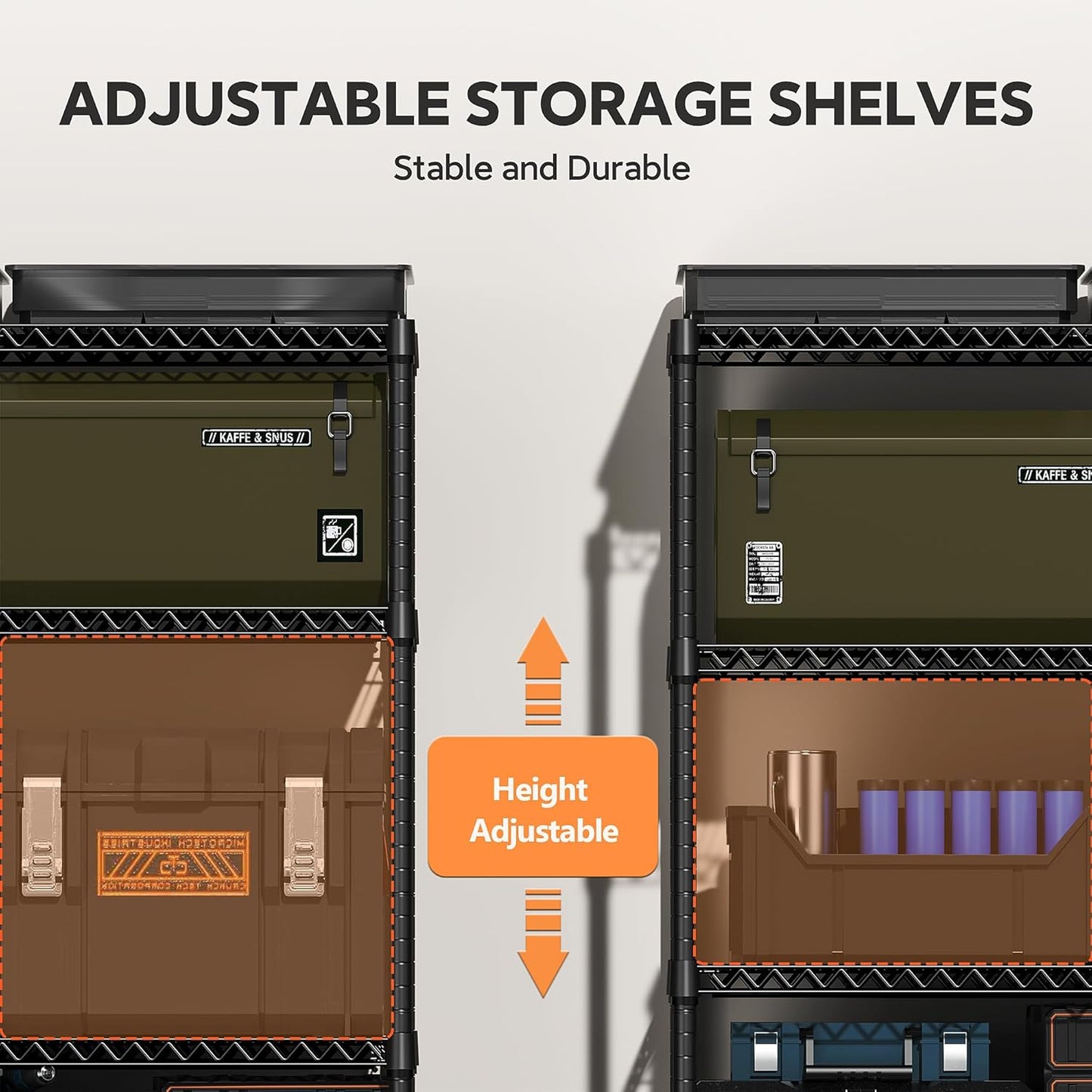 5 Tiers Storage Shelves Load 1500LBS, Metal Shelving Wire Metal Shelving Unit Shelves for Storage Adjustable Garage Shelving for Pantry Kitchen Garage Black 15.8" D x 33.5" W x 70.5" H