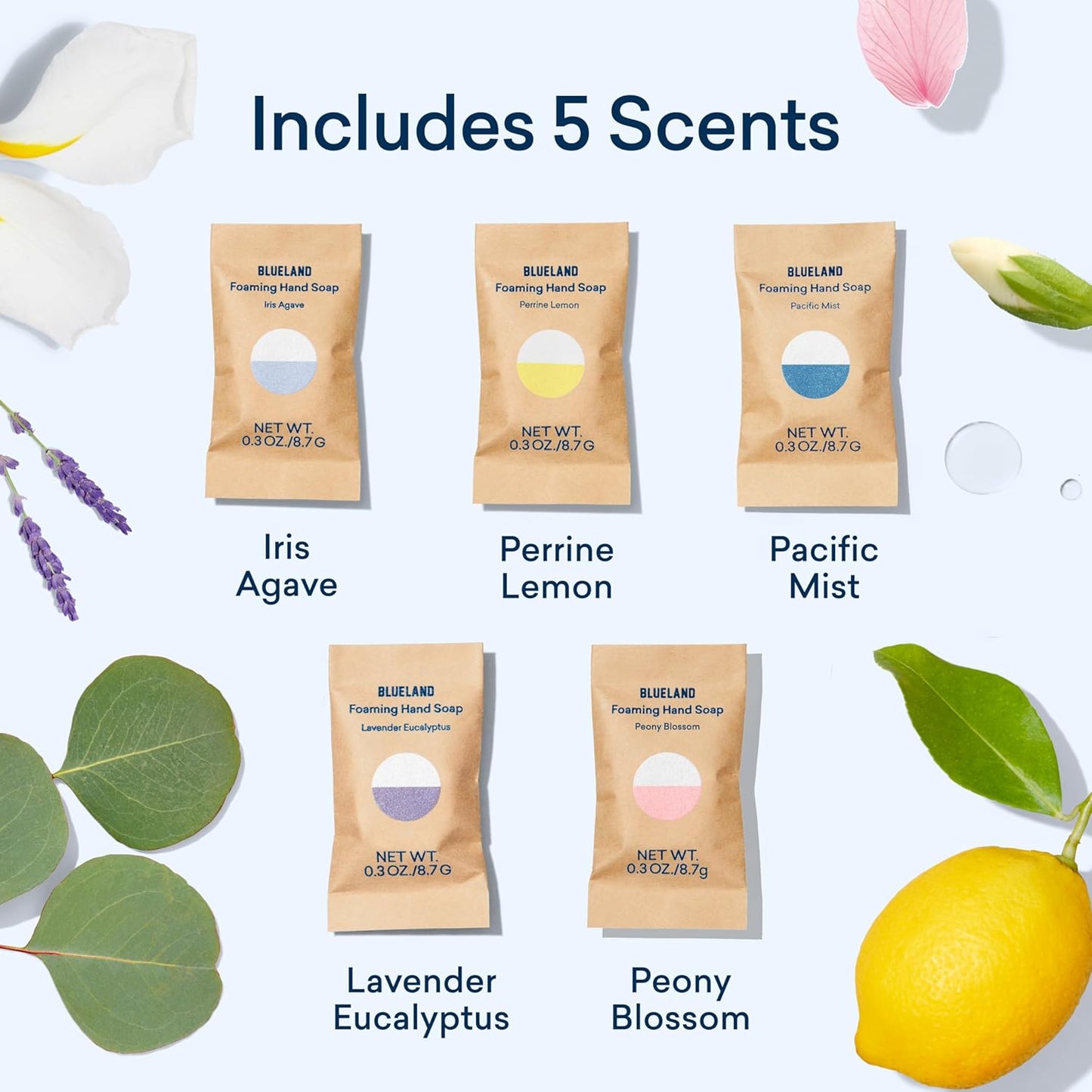 BLUELAND Foaming Hand Soap Refill Tablets, 10-Pack, Variety Pack Scents, Eco Friendly Cleaning Products, 10 x 9 Fl oz