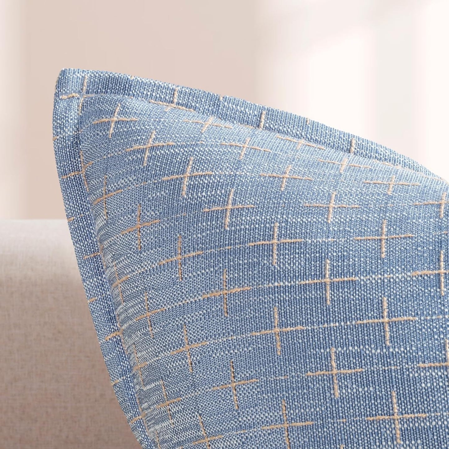 ZWJD Pillow Covers 26x26 Set of 2 Soft Polyester Textured Pillow Covers with Stylish Flange Edge Cozy Farmhouse Throw Pillows for Couch Bed Sofa Living Room