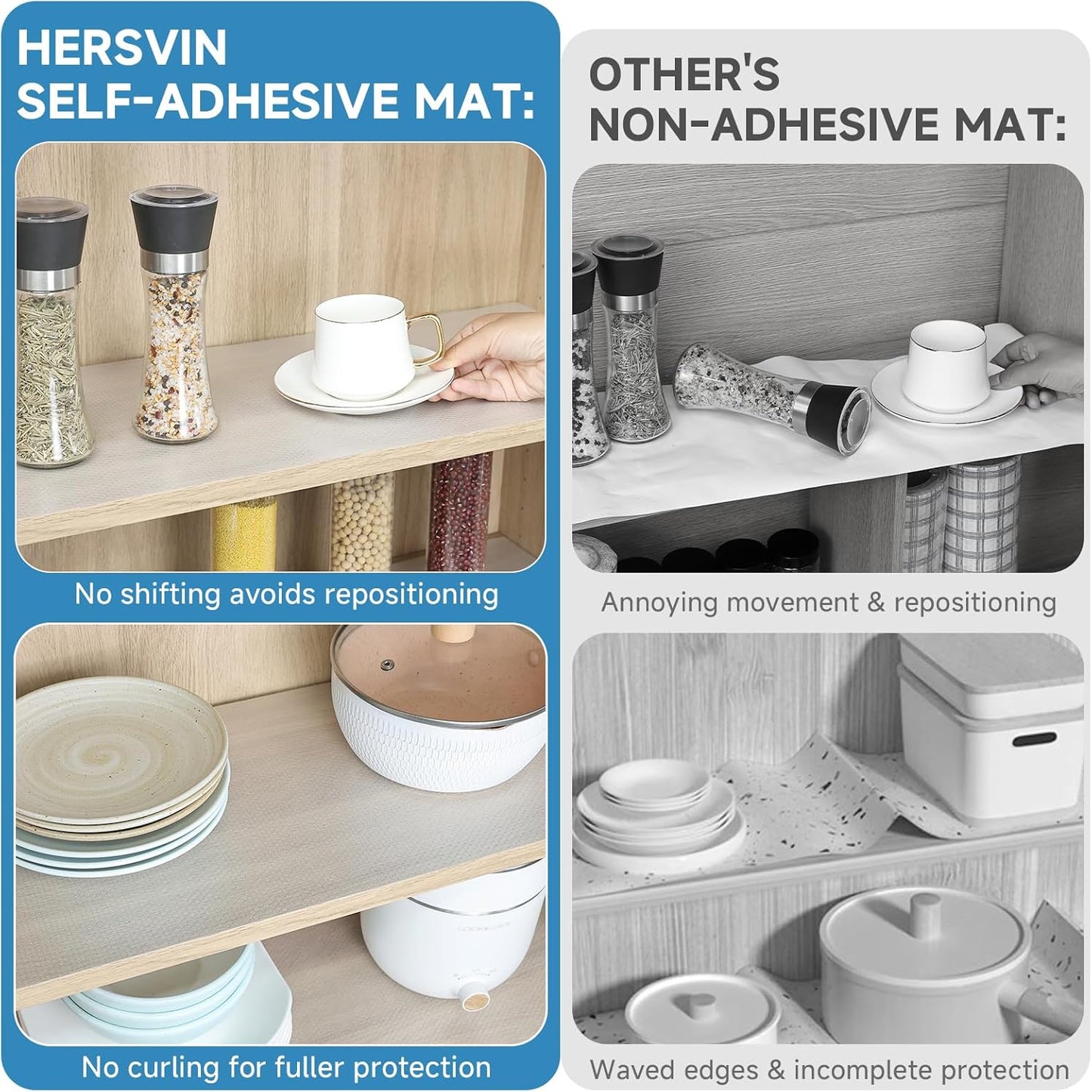 Shelf Liners 14 in x 20 ft Self-Adhesive EVA Drawer Mats, Cupboard Protector, Kitchen Cabinet Lining Fridge Liner (Clear Flat Dot, 35.6x610cm)