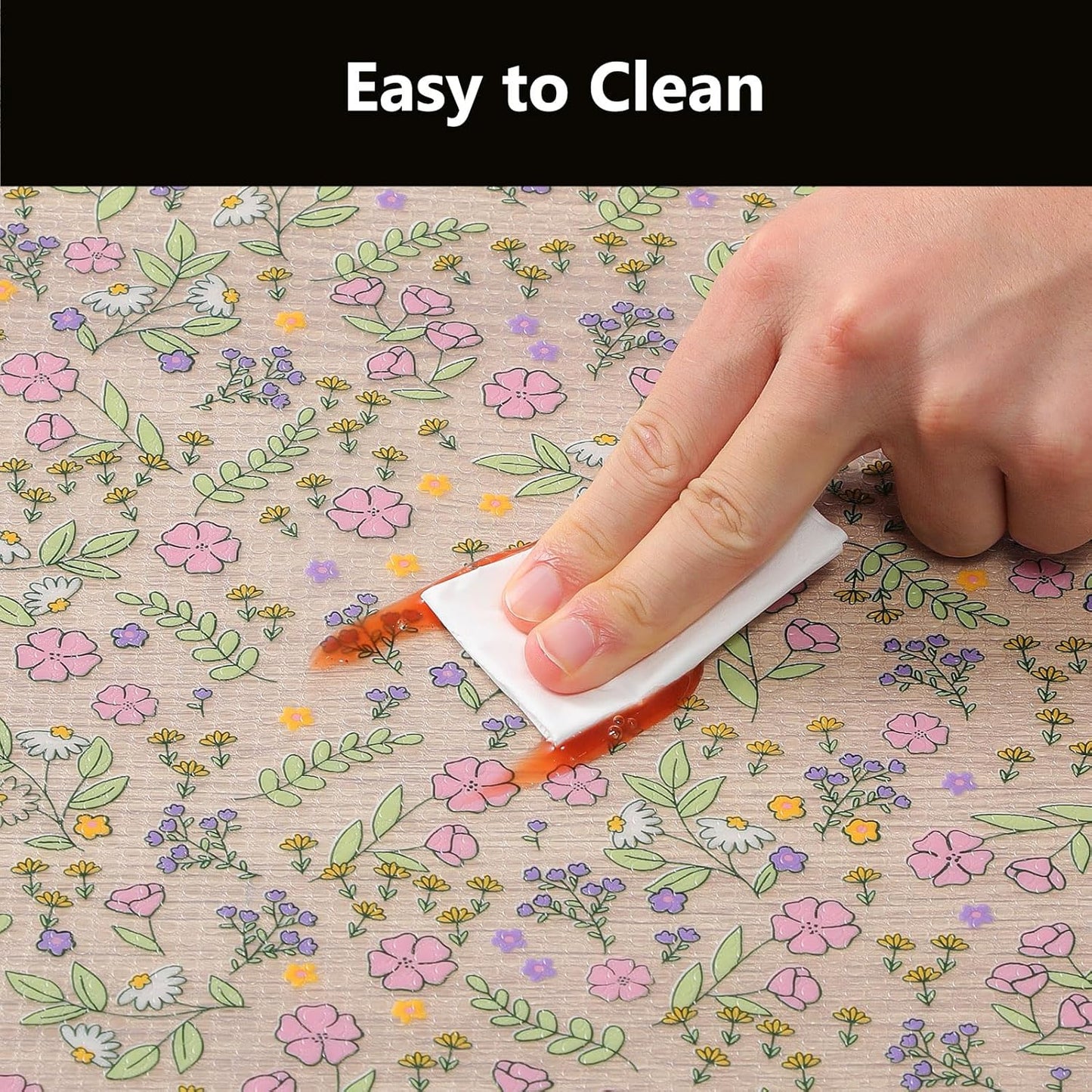 INNOLITES Non-Slip Shelf Liner – Cabinet & Drawer Liner Non-Adhesive – Waterproof Oil-Proof – Durable EVA with Floral for Kitchen Cabinets Refrigerator – BPA-Free, Easy to Cut 11.8" x 236"