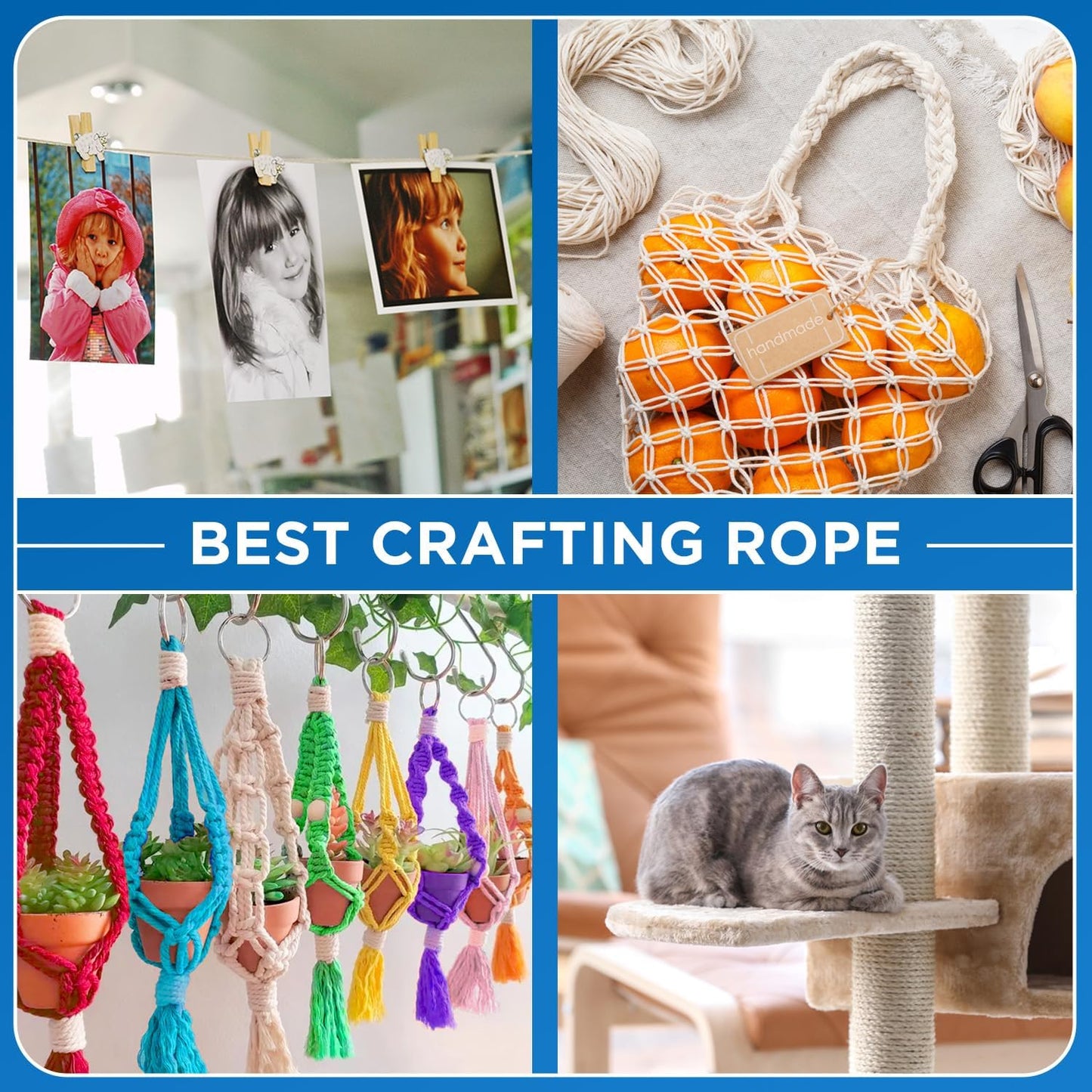 TECEUM Cotton Rope 3/16” (5 mm) – 100 FT – Strong All-Purpose Braided Rope – Natural Cotton – for Crafting, Сamping, Clothes Line, DIY, Indoor & Outdoor Use – Mint