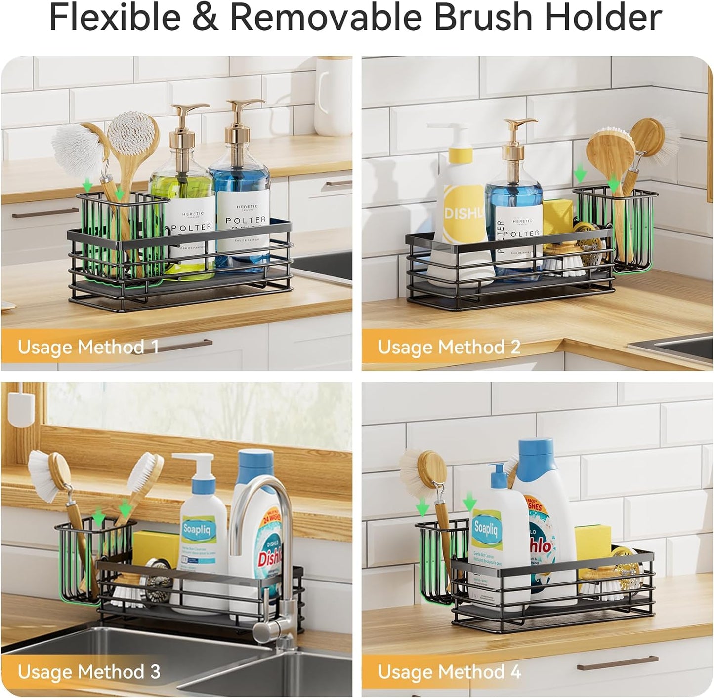 Yofidra Sponge Holder for Kitchen Organizer: Sink Caddy with Instant Drying Stone, Metal Stainless Steel, 9.5" X 3.5" X 5.2" Home Decor Storage and Organization Accessories