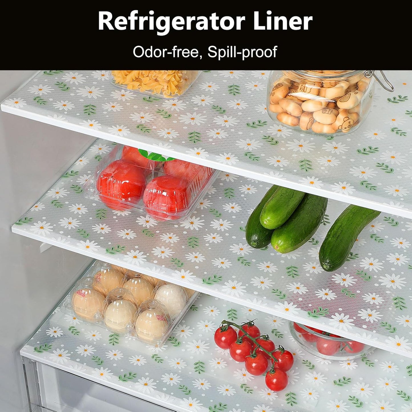 INNOLITES Shelf Liner – Cabinet & Drawer Liner Non-Adhesive – Waterproof Oil-Proof – Durable EVA with Floral for Kitchen Cabinets Refrigerator – BPA-Free, Easy to Cut 23.6" x 118"