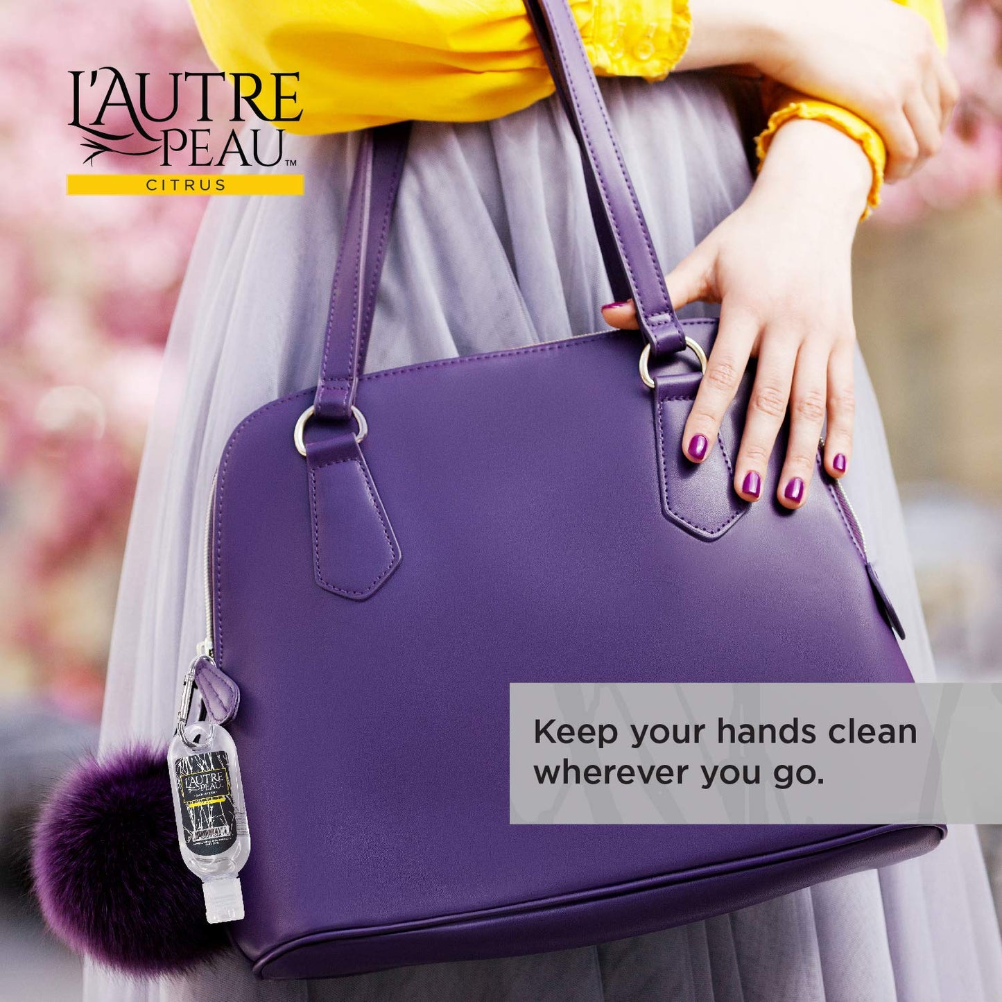 Travel Hand Sanitizer Gel with Aloe Vera & Vitamin E Made by L’AUTRE PEAU - Citrus Scented Alcohol Based Liquid Instant Hand Cleaner Pocket Sanitizer with Carabiner Clip (1oz 3 Pack)