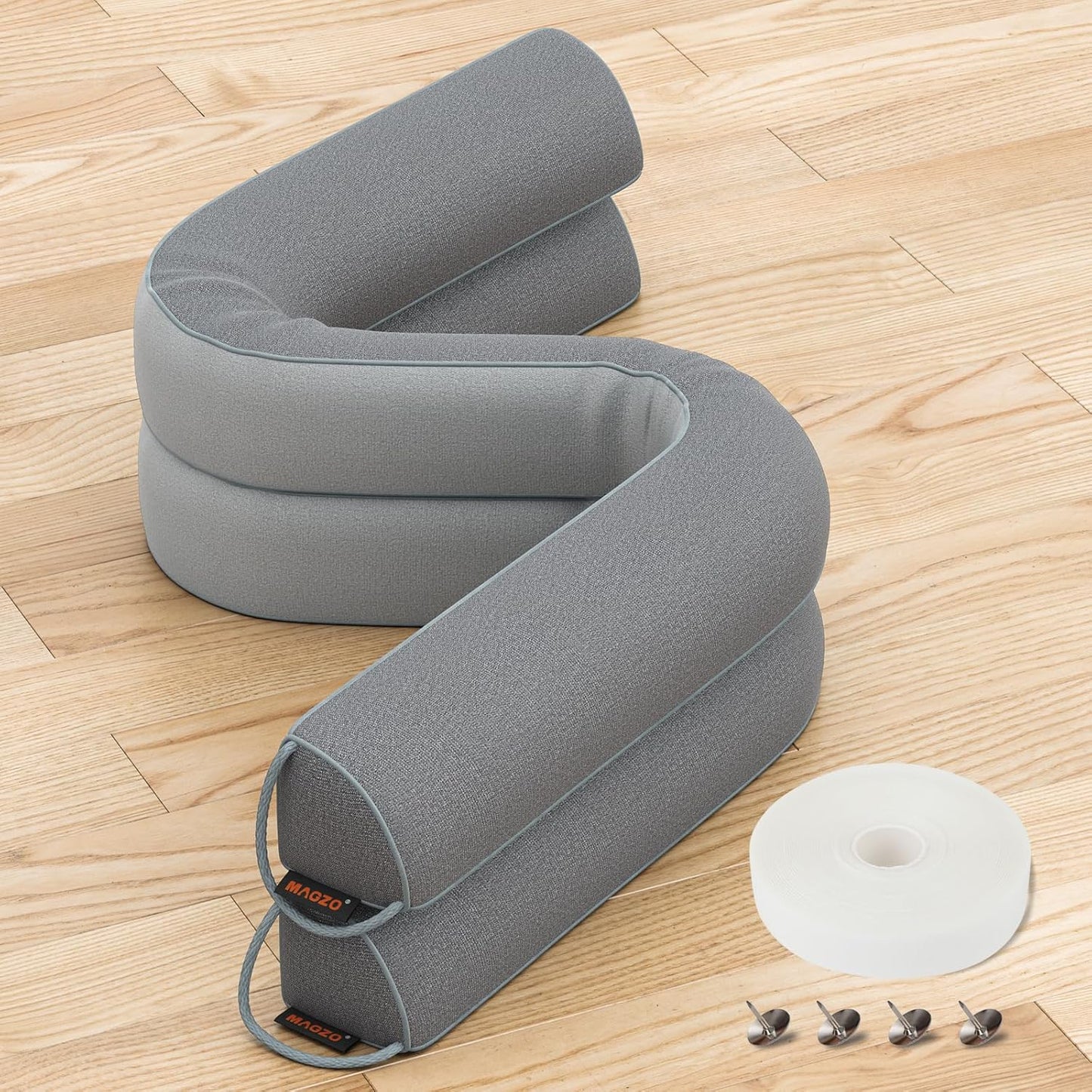 MAGZO Door Draft Stopper 30 Inches, 2 Pack Weighted Triangular Door Snake for Winter Noise Blocker with Hook Loops,Gray