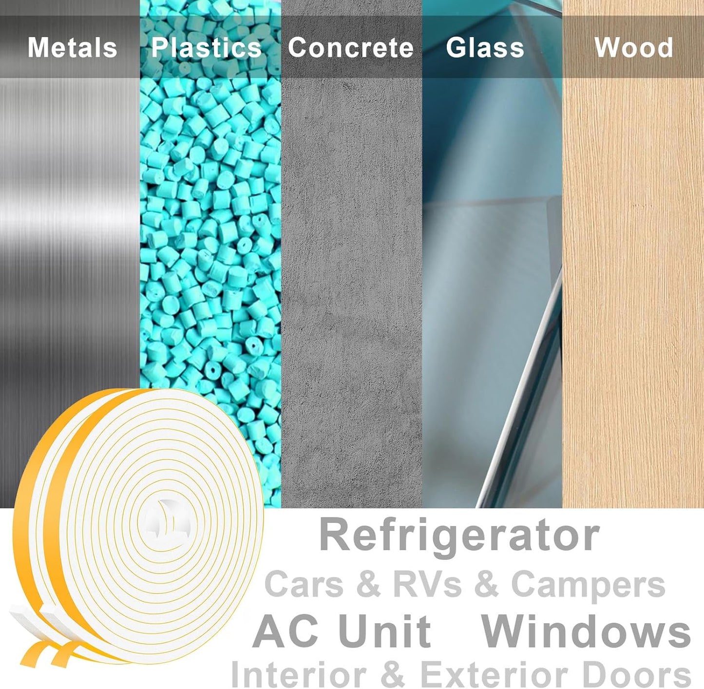 Strong Adhesive Weather Stripping, High Density Weatherproof Weather Stripping Door Seal Strip for Sliding Door, Windows,Noise-Reduction Foam Sealing Strip, White(1/2 in x 1/4 in x 26Ft)