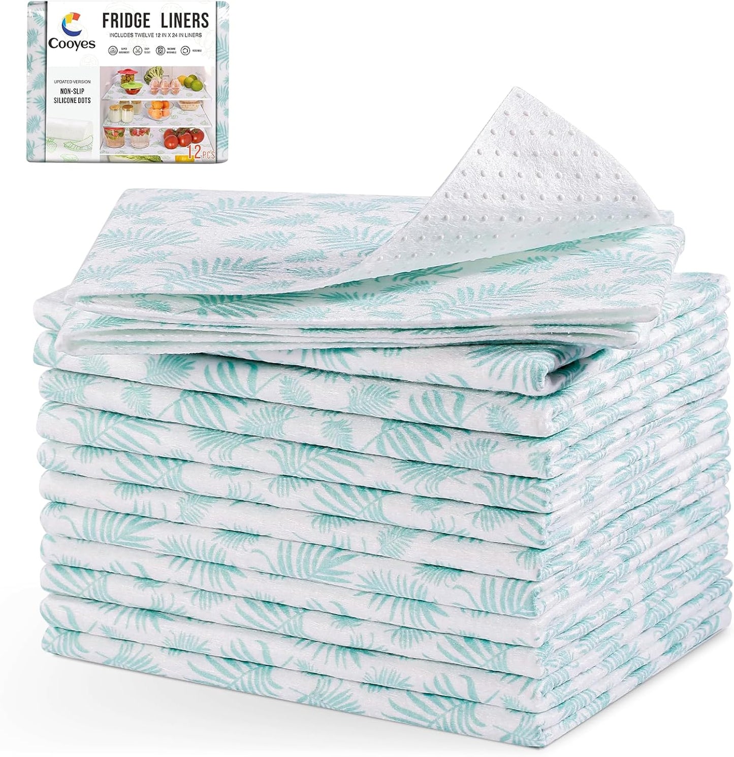 Cooyes Absorbent Refrigerator Liners, Non Slip Fridge Bin Liners and Mats Washable, Shelf Liner for Fridge Bins & Refrigerator Drawer Kitchen Cabinet