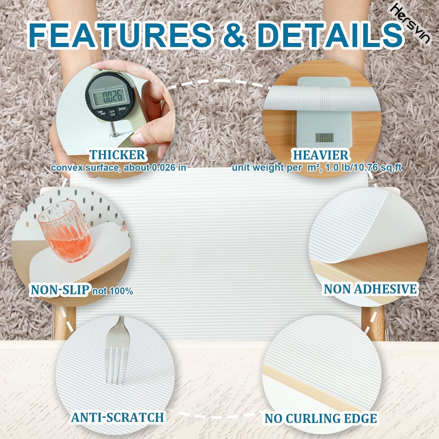 Shelf Liners 10 in x 20 ft EVA Drawer Mats, Non-Adhesive Cupboard Protector, Kitchen Cabinet Lining Fridge Liner (White Stripe, 25.4x610cm)