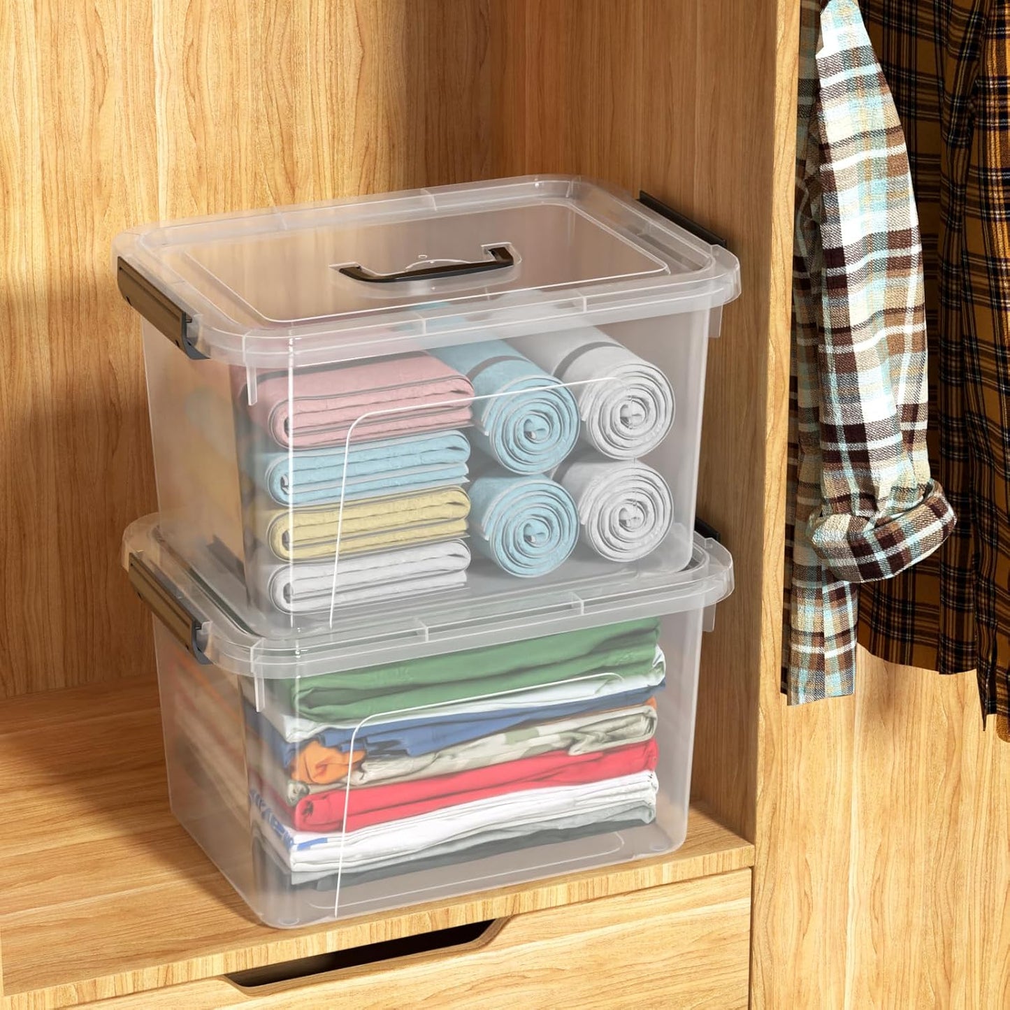 18 Quart Plastic Storage Bins with Lid, 4 Packs Clear Latching Storage Box