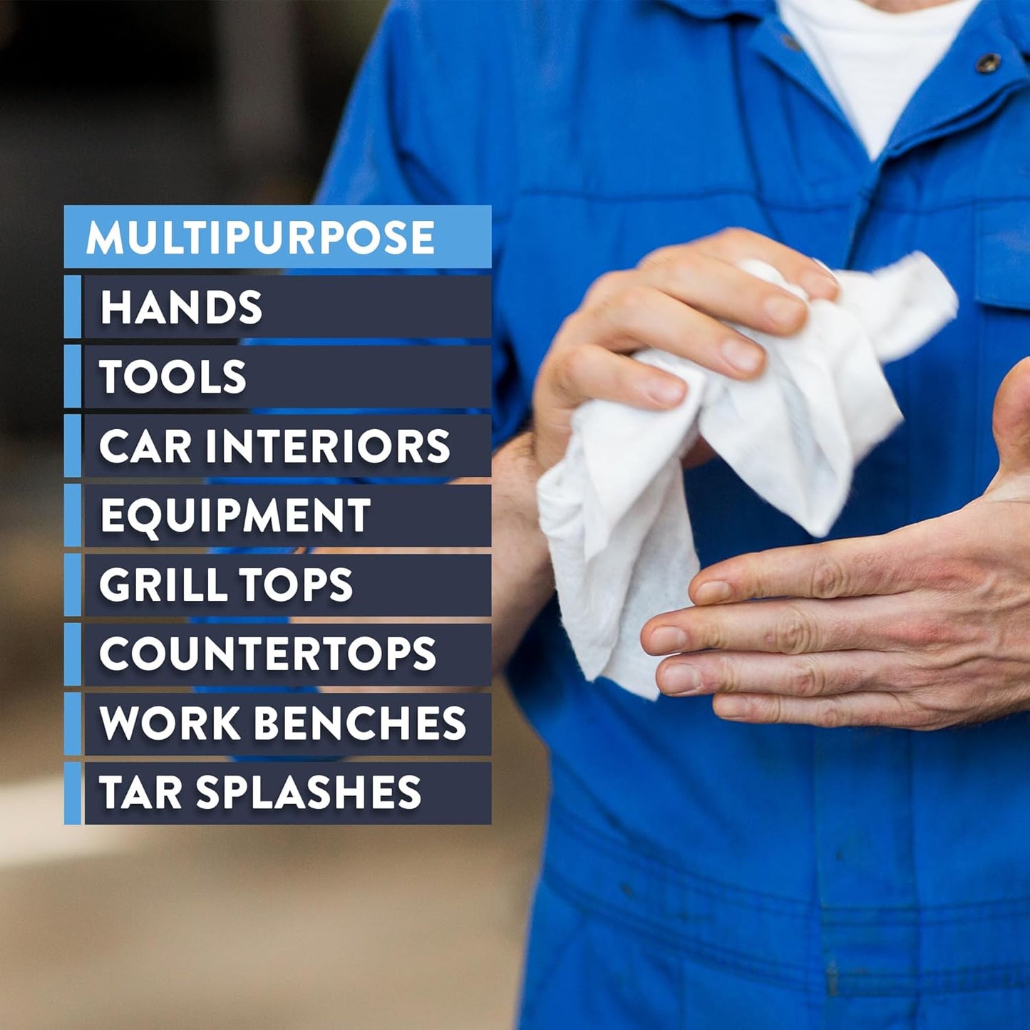 HD Hand & Tool Wipes – Heavy Duty Dual Purpose Cloths for Hands, Tools, & Surface Cleaning – Disposable Waterless Cleaner Towels with Scrubbing Side – 130 Count Tub