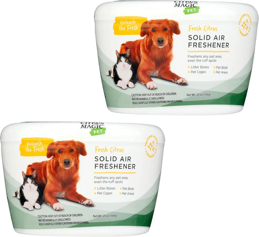 Citrus Magic Pet Solid Air Freshener, Pet Odor Eliminator for Home, Odor Absorber for Dog & Cat Areas and Litter Boxes, Fresh Citrus, 20 Ounces, 2-Pack