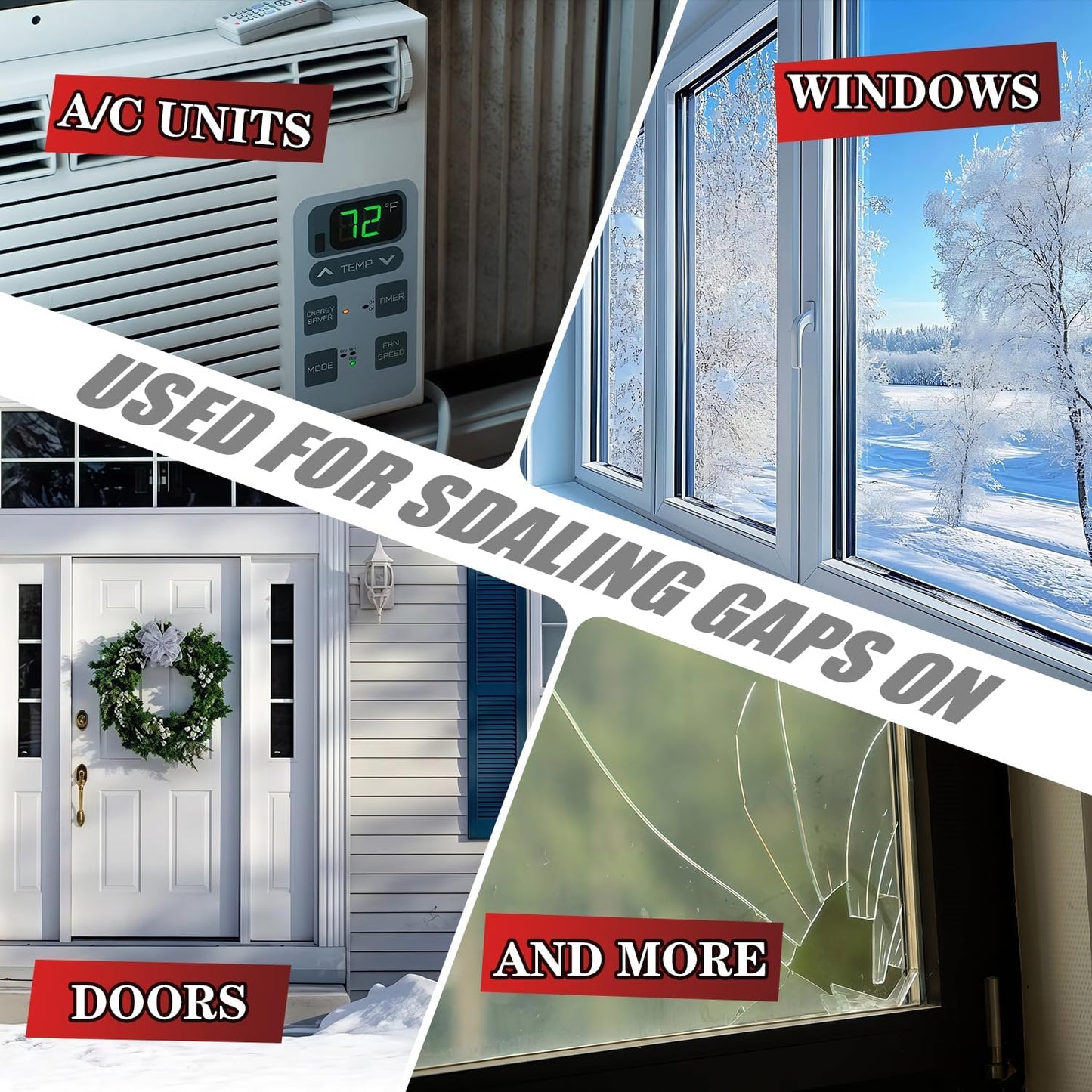 Window Weather Sealing Tape 2 in x 105 FT Weather Stripping Weatherproof Draft Stopper Clear Window Insulation Tape for Doors Windows Garages RVs Energy Saving Kit (2 in x 105 Feet)