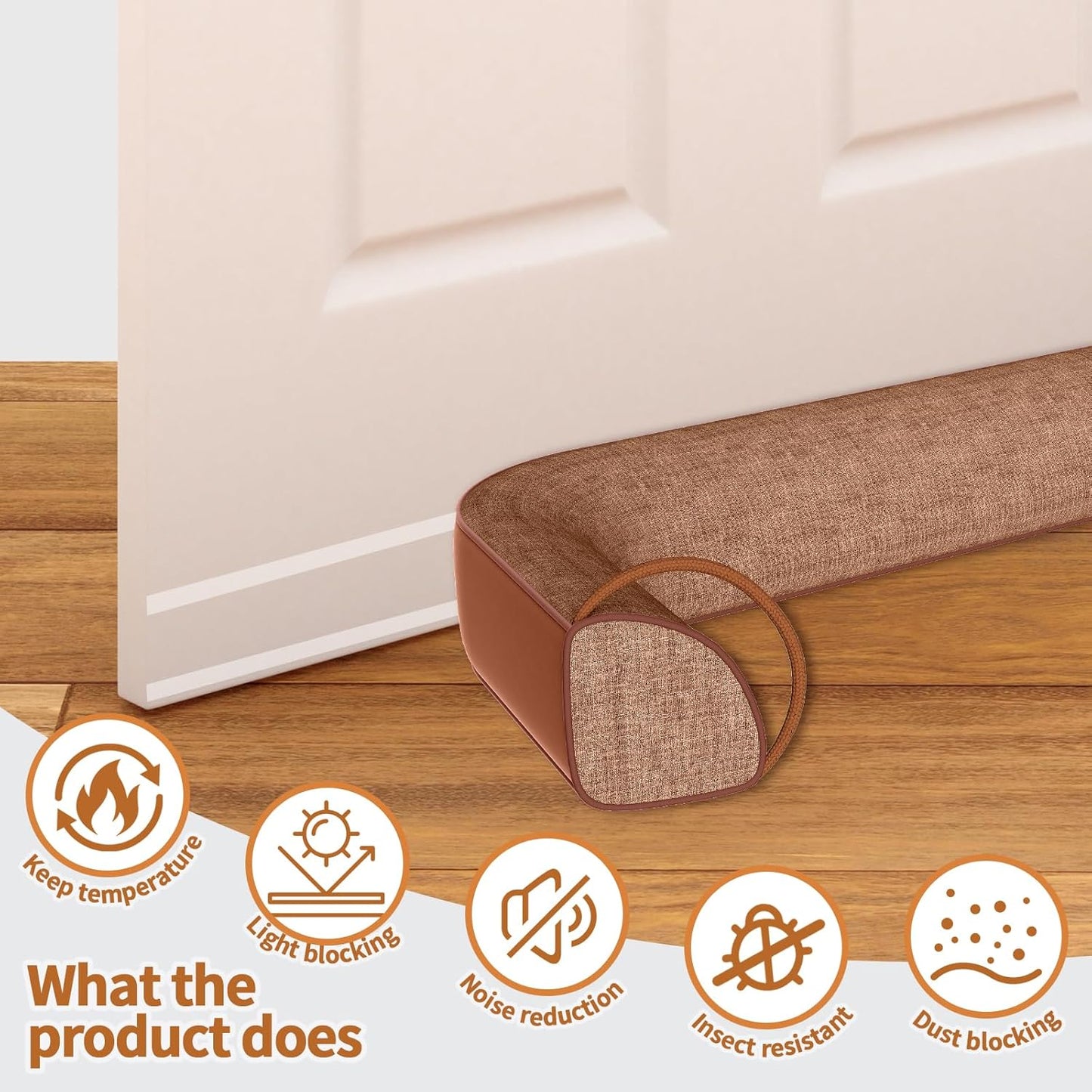 QUOLIX Triangle Under Door Draft Stopper Bottom Door Gap Filler & Seal Windproof Coating Cover Fits 30” to 36” Door Block Noise, Sound, Hot Air, Light, Bugs Easy Install Draft Blocker (32 inch-Brown)