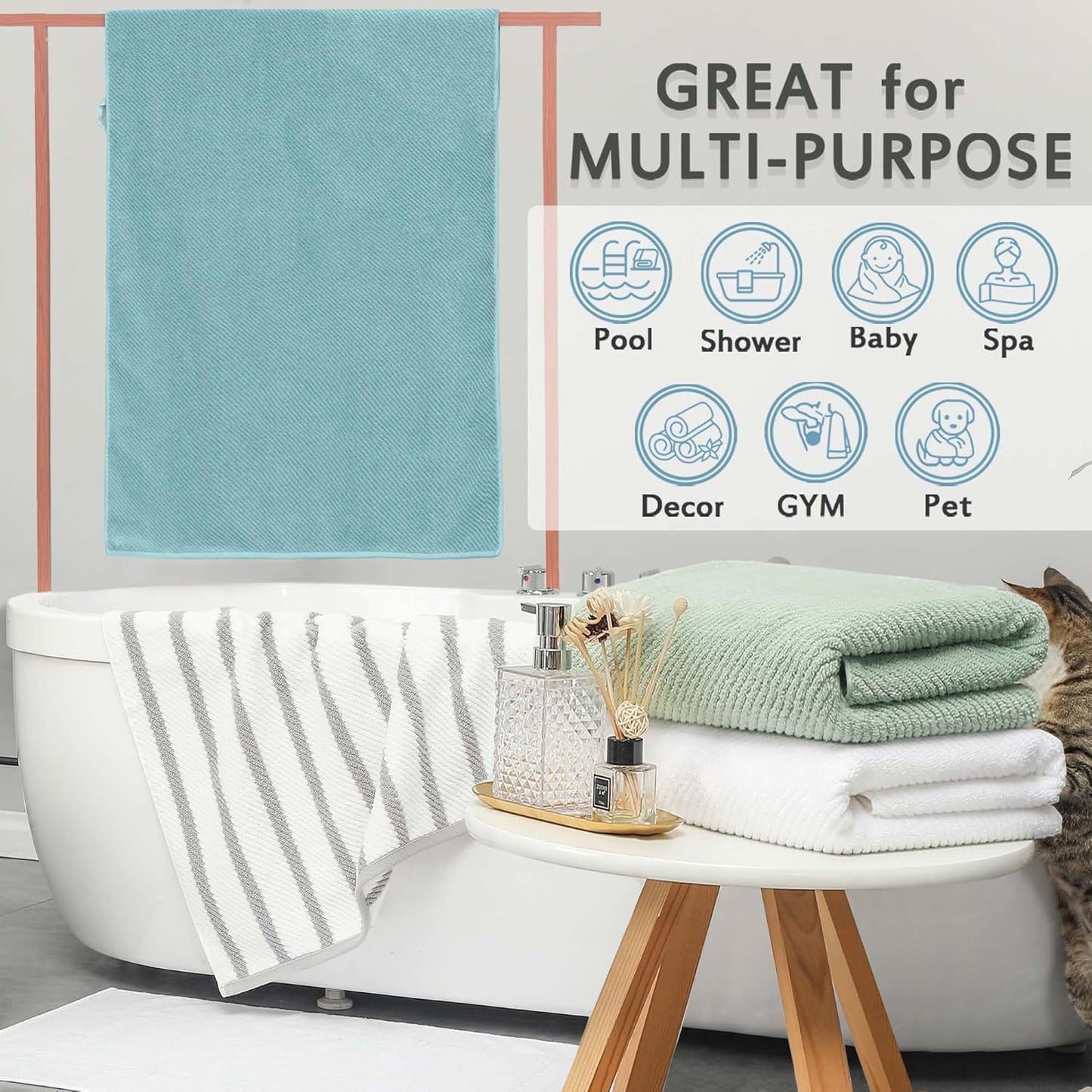 Yellow Bath Towels, Luxury Bath Towels Set of 4, Large 30"x56" - Cotton | Quick Dry | Lightweight | Thick | Soft | Absorb, Shower Towels for Hotel, Showering & Bathroom, Bath Towel Gift Set