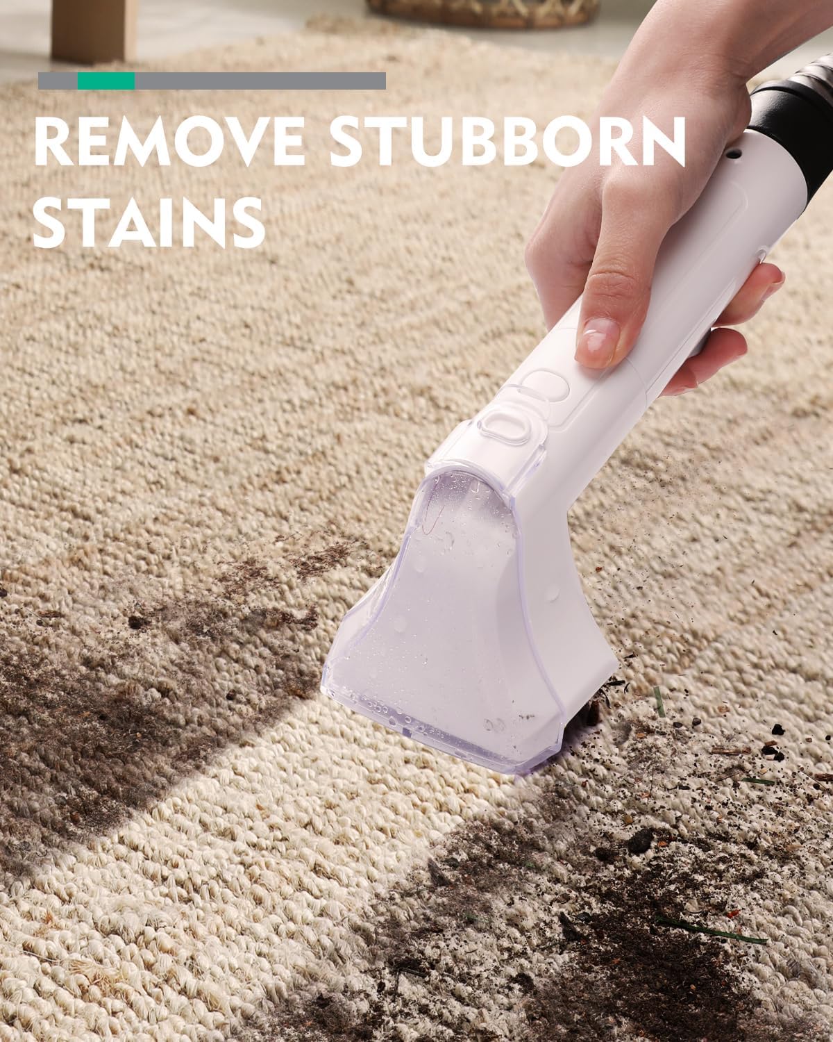 HAUSHOF Portable Carpet Spot and Upholstery Cleaner, Lightweight Handheld Deep Cleaner Machine for Pet Stains, Sofa, Rug, Mattress, Car Seat and Curtain, White & Light Grey