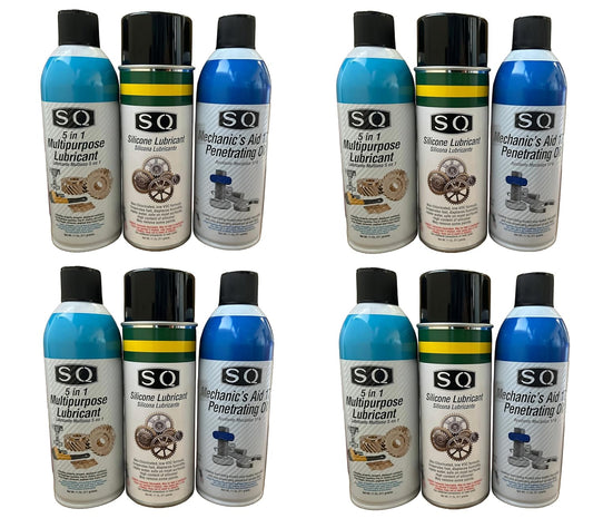 SQ Lubricant Combo, SQ Mechanic's Aid 17-6 Penetrating Catalist, 5 in 1 Multipurpose Lubricant, Silicone Lubricant Heavy Duty (4)