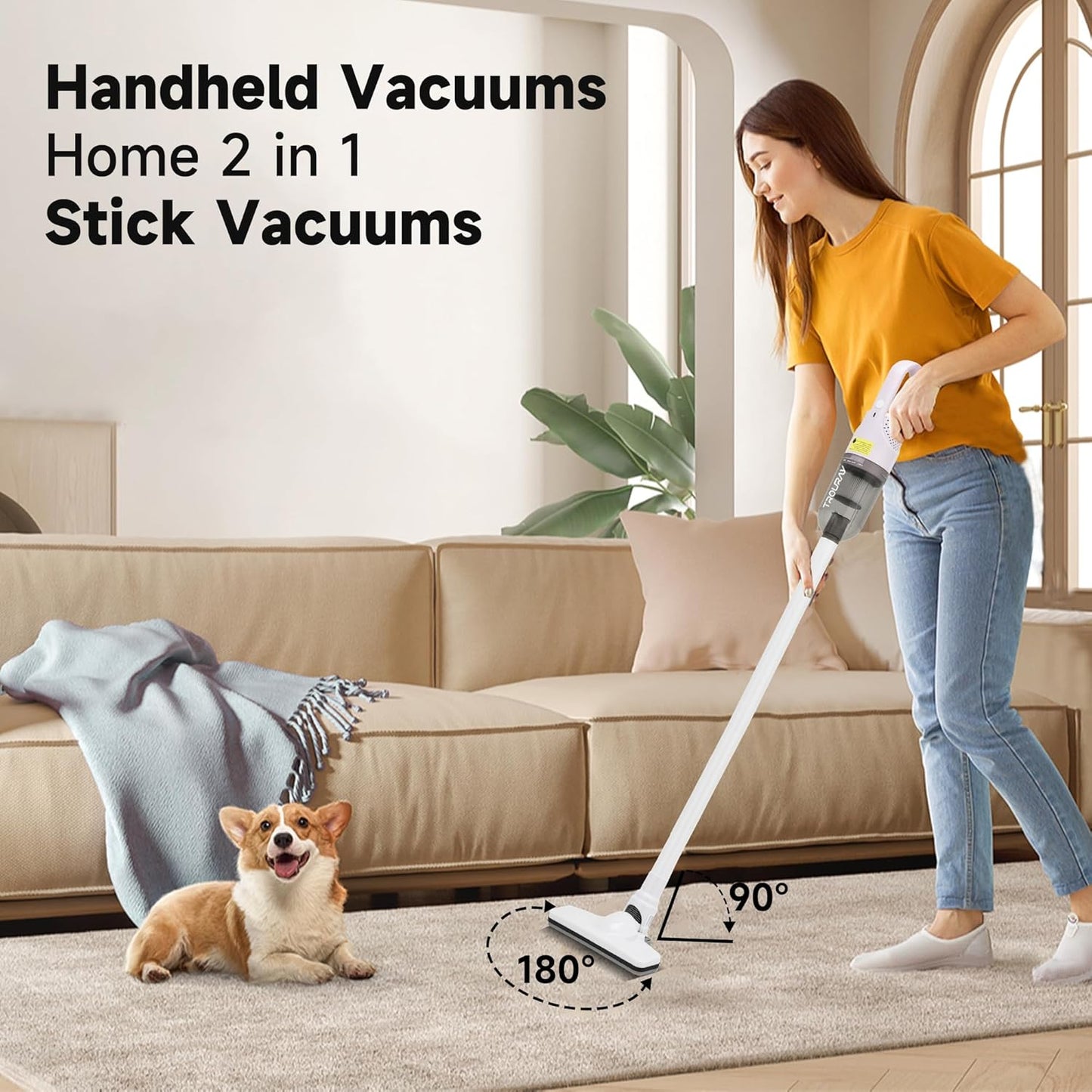 Handheld Vacuum Cleaner,Ultra-Lightweight Mini Portable Vacuums for Home, 6 in 1 Stick Vac Cleaners for Car,Pet Hair,Carpet（Green Corded