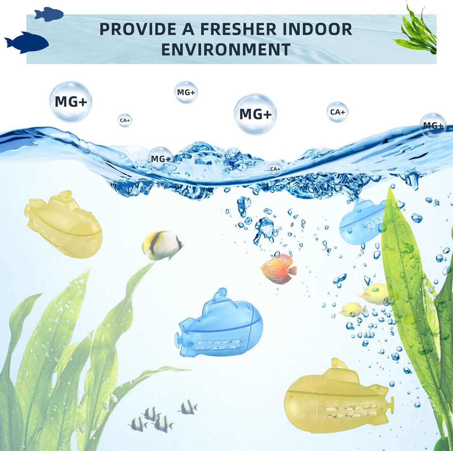 AMI PARTS Humidifier Tank Cleaner Adorable Submarine Purifie Water Soften Hard Water for Warm&Cool Most Humidifiers and Fish Tank 18-Pack (Blue& Yellow)