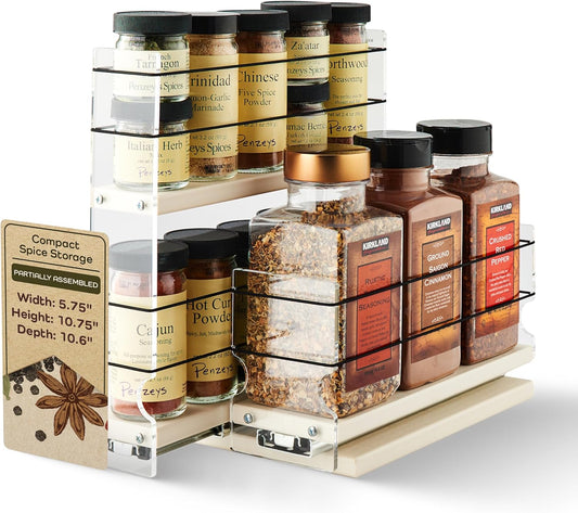 Vertical Spice Combo Spice Rack Drawer - Pull Out Pantry Organizers and Storage - Kitchen Cabinet Organizer - Seasoning Sliding Caddy - Made in USA (5.75" W x 10.75" H x 10.60" D, Partially Assembled)