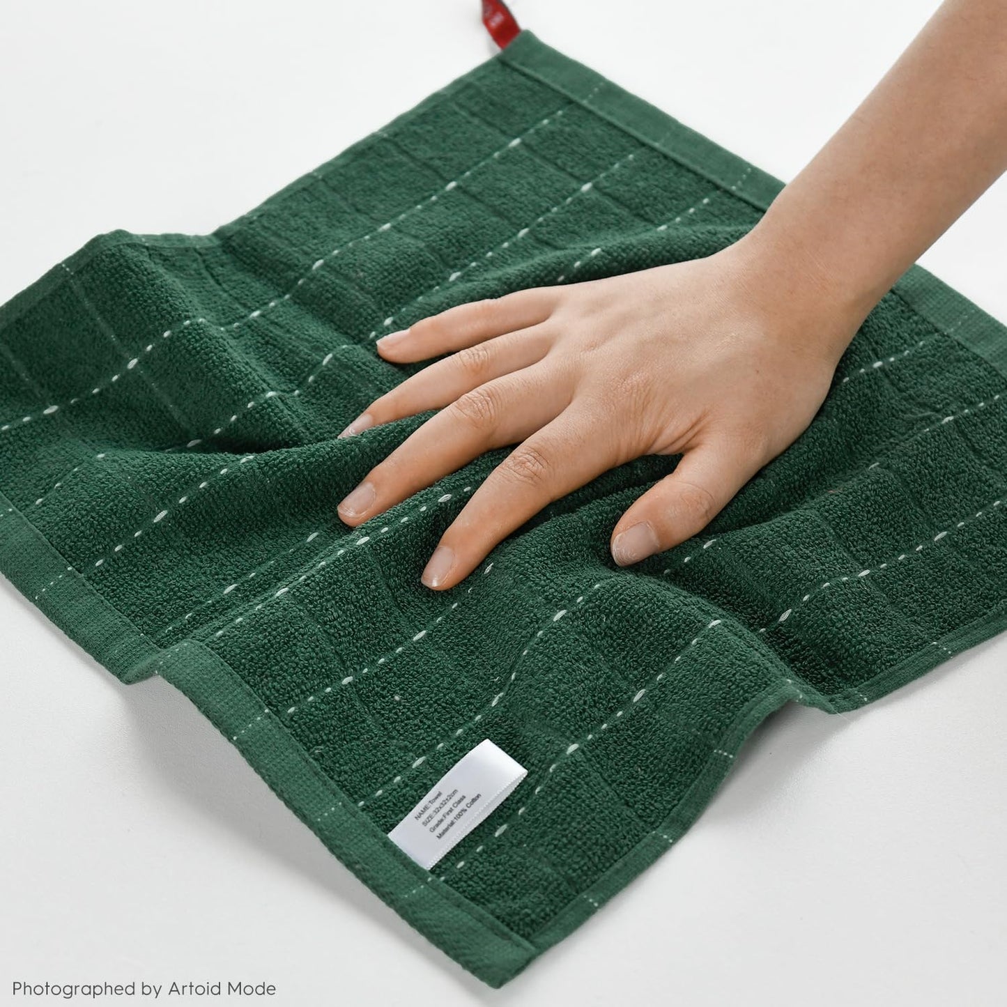 Artoid Mode Checkered Designed Cotton Green Terry Kitchen Dish Cloths, 12x12 Inch Soft Absorbent Quick Drying Cleaning Kitchen Rags Set of 6