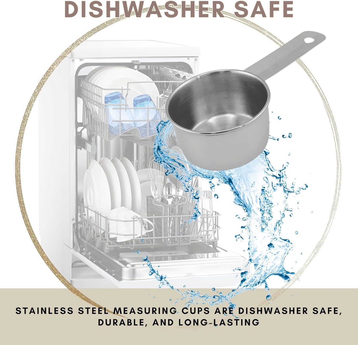 1/4 Cup Stainless Steel Measuring Cup | Sturdy Metal 60 ml | 60 cc | 2 oz | Single Cup for Wet and Dry Ingredients | Great for use as 1/4 Cup Dog Food Scoop - 1 PK