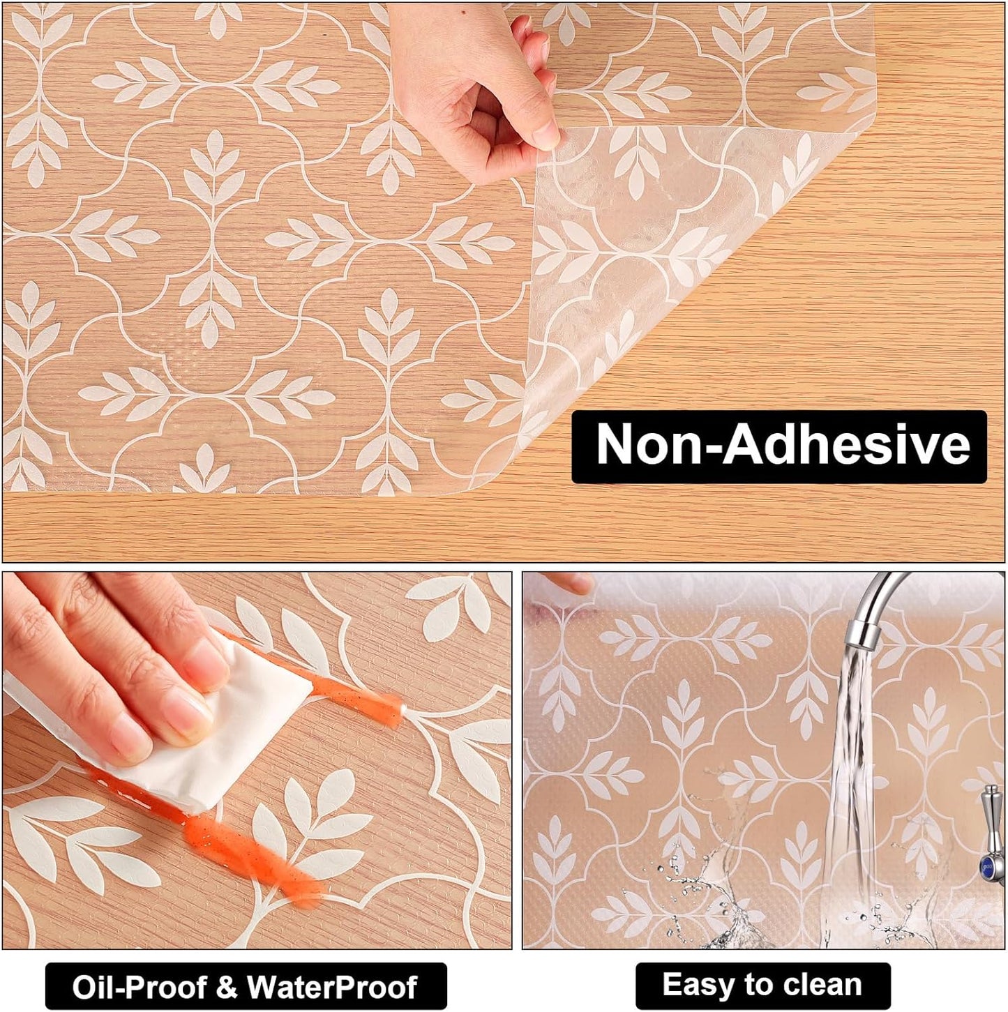 Cooyes Shelf Paper for Kitchen Cabinets Non Adhesive, Waterproof & Oil-Proof Kitchen Drawer Liner for Refrigerator Drawer Fridge Cupboard (23.6 Inch W x 354 Inch L)