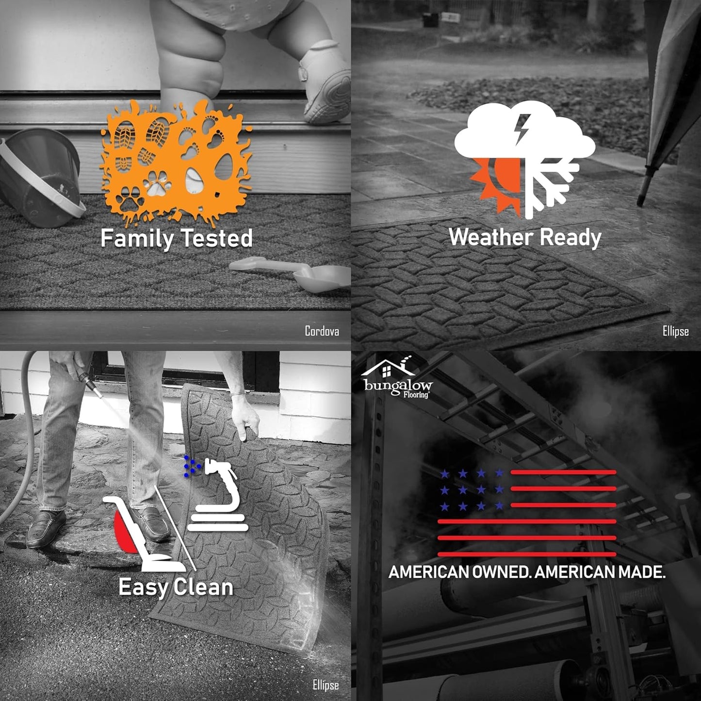 WaterHog Heavy Duty Doorway Mat, 3' x 5', Made in USA, Durable & Skid-Resistant Entryway Mat, Water-Trapping, Indoor/Outdoor Decorative Floor Covering, Cordova Collection, Charcoal