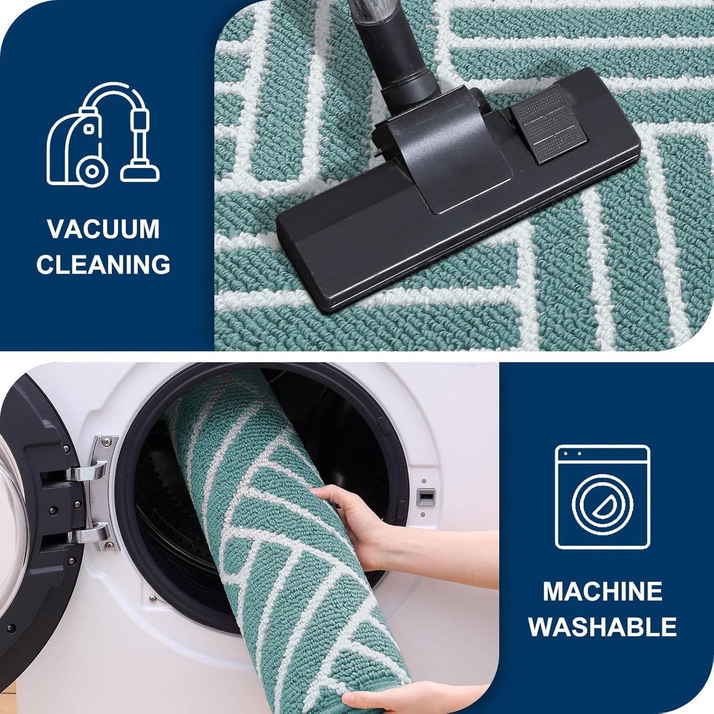 OLANLY Indoor Door Mat, 48x32 Inch, Dirt Resistant and Absorbent, Non-Slip Rubber Backing Floor Mats, Easy Clean Low-Profile Doormat for Entryway, Front Door, and Inside Entrance, Sage Green