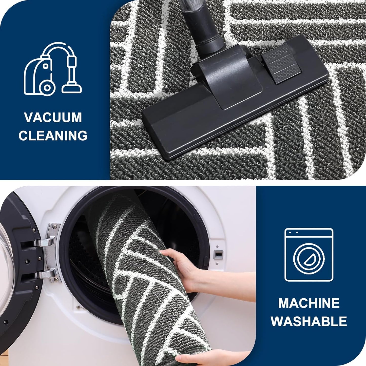 OLANLY Indoor Door Mat, 48x32 Inch, Dirt Resistant and Absorbent, Non-Slip Rubber Backing Floor Mats, Easy Clean Low-Profile Doormat for Entryway, Front Door, and Inside Entrance, Charcoal