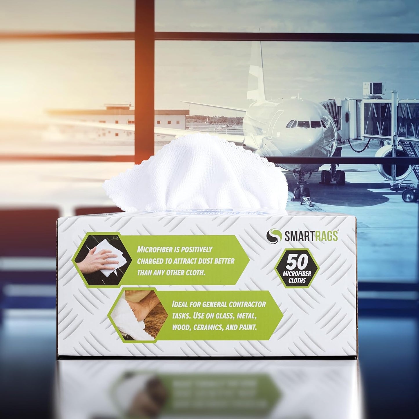 Arkwright Smart Rags in Box - (Pack of 50) Lint Free Microfiber Cleaning Cloth, Scratch & Streak-Free, Dispensable Wash Towels for Cars, Window Glass, and Auto Shop, 12 x 12 in, White