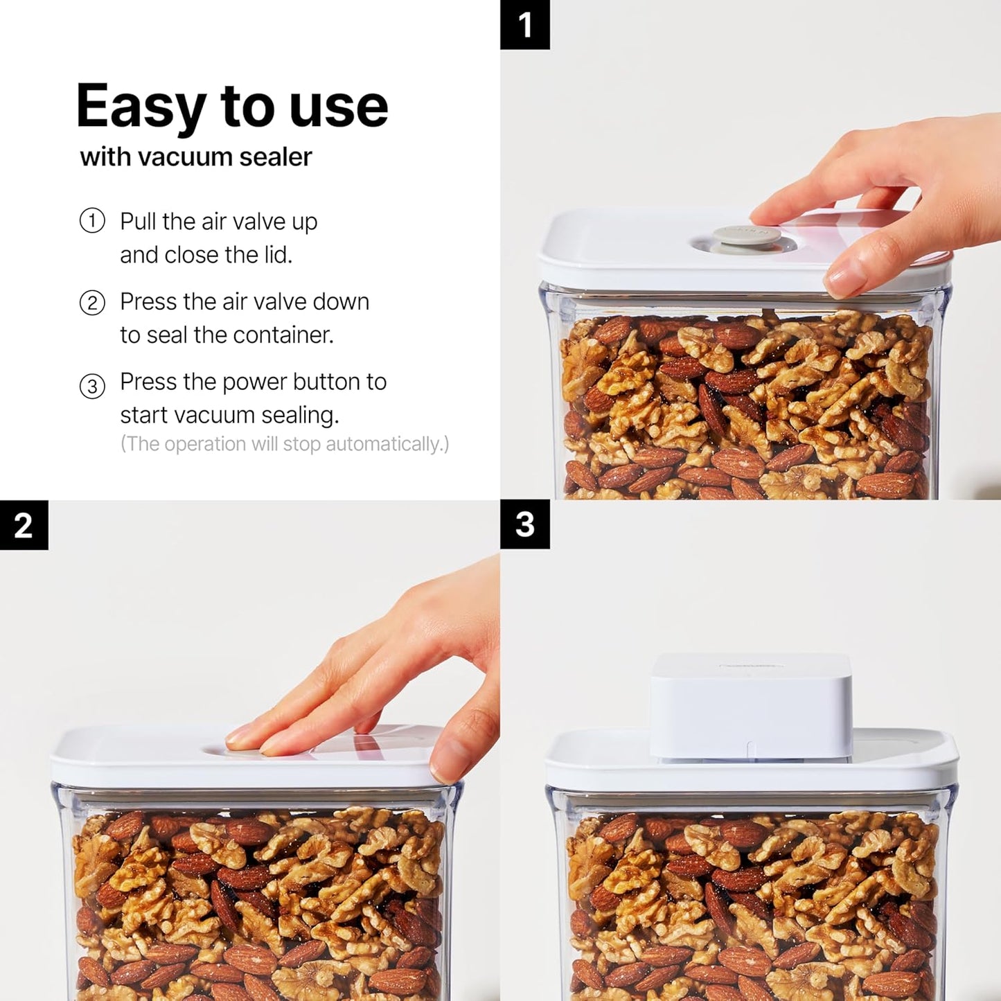 VAKUEN Premium Airtight Food Storage Container. Meal Prep 0.85qt 3pc/Set. 3pcs Container. Patented Double Silicone Lining, 100% Leak Proof, BPA-FREE