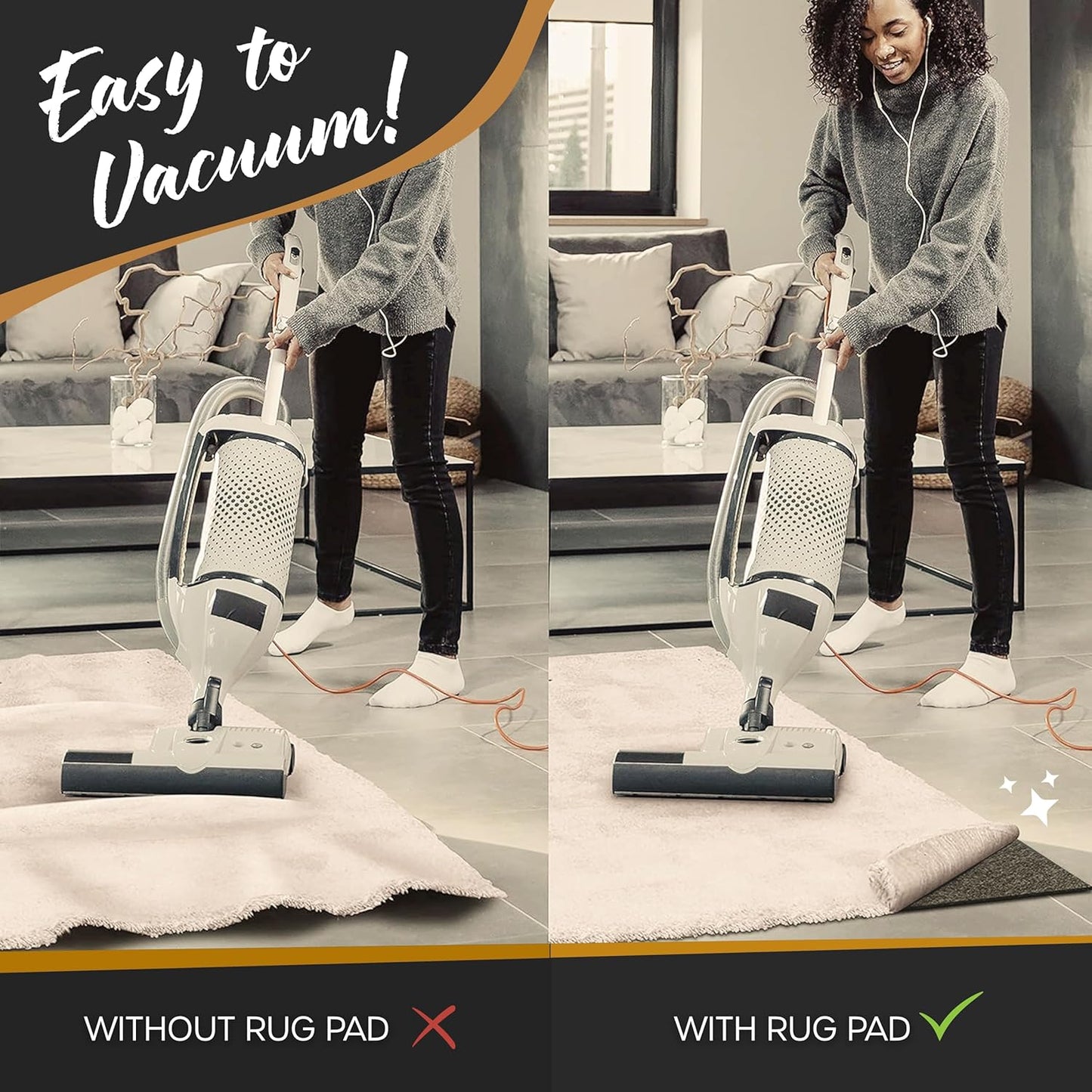 Nevlers 1/4" Felt Rug Pad 8 x10 Ft| Rug Pad Non Slip Felt & TPO | Area Rug Padding 8x10 Anti Skid Rug Gripper | Non Slip Rug Grippers for Area Rugs on Hardwood Floors | Rug Stoppers to Prevent Sliding